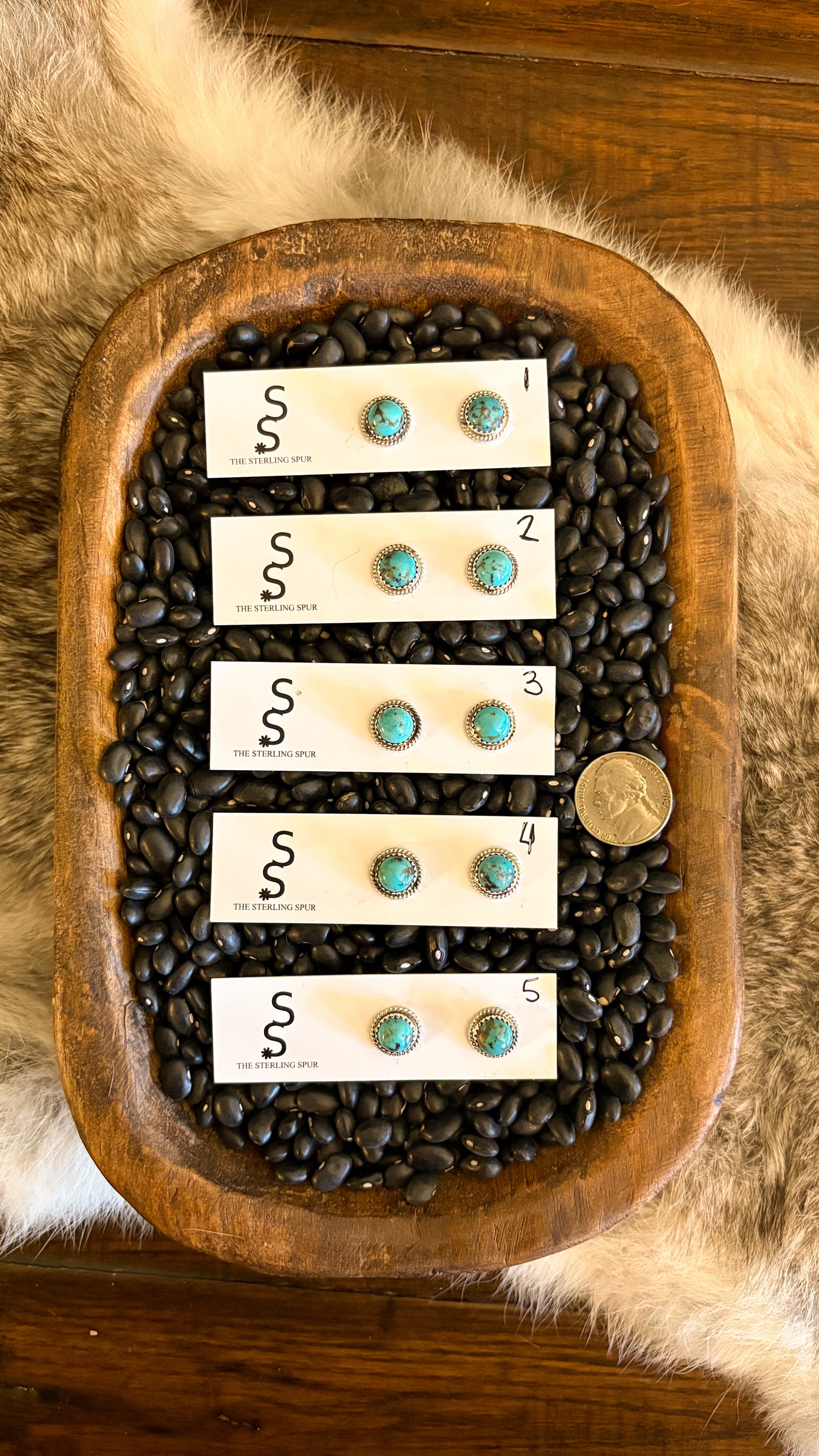 10MM KINGMAN TURQUOISE STUD EARRINGS BY ESTHER WHITE
