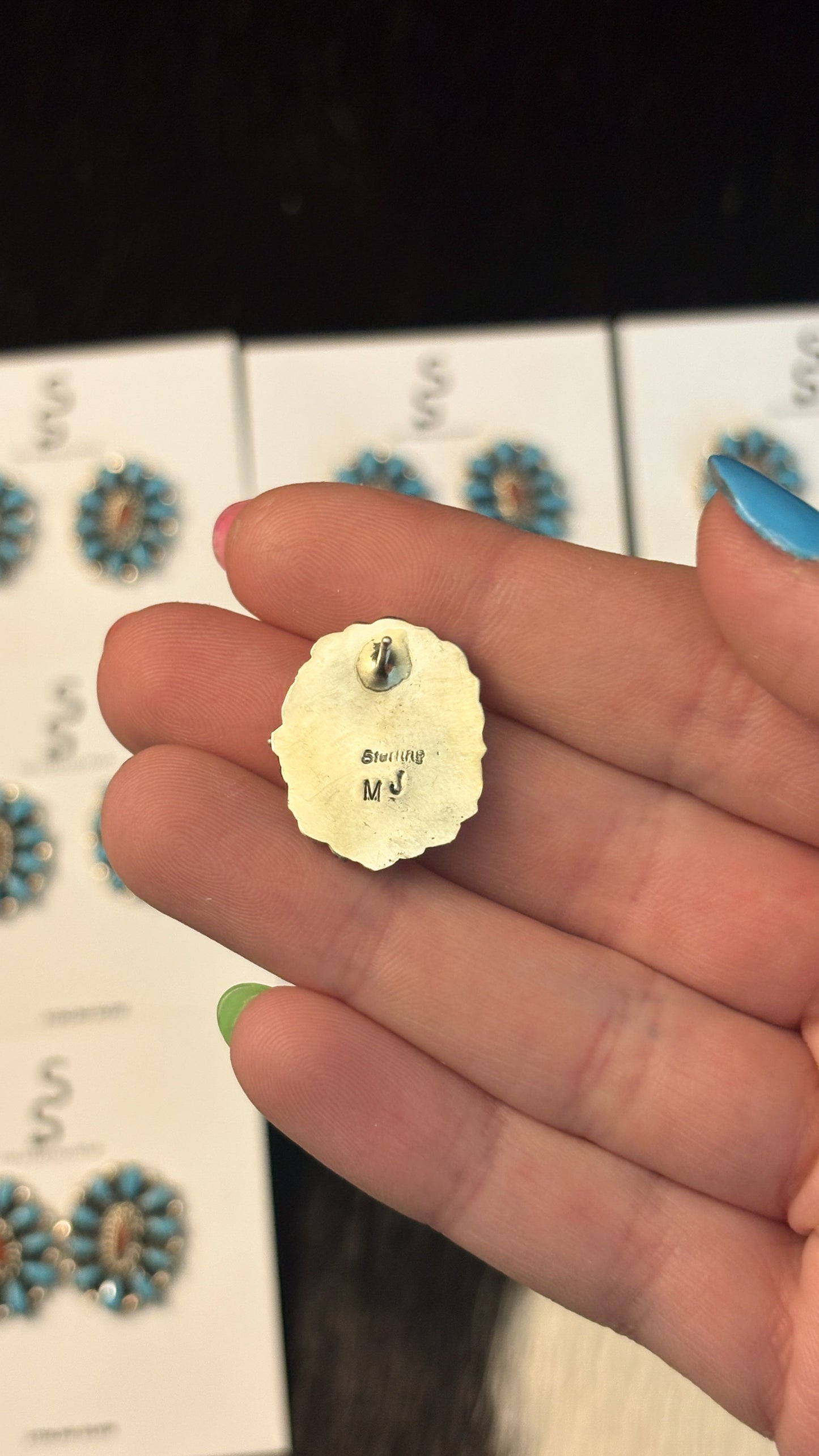 TURQUOISE & CORAL CLUSTER EARRINGS BY MILTON JAMES