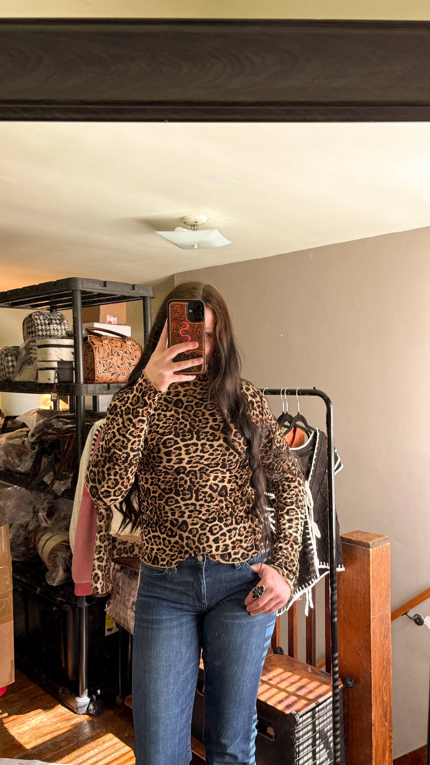 LEOPARD PRINT MESH TOP