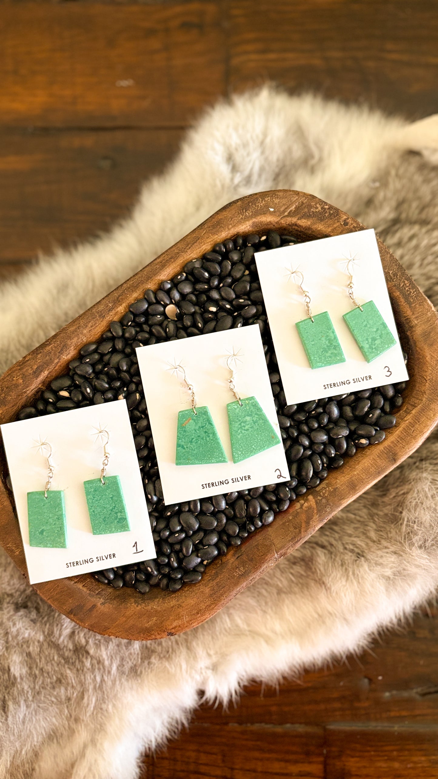 TURQUOISE SLAB DANGLE EARRINGS