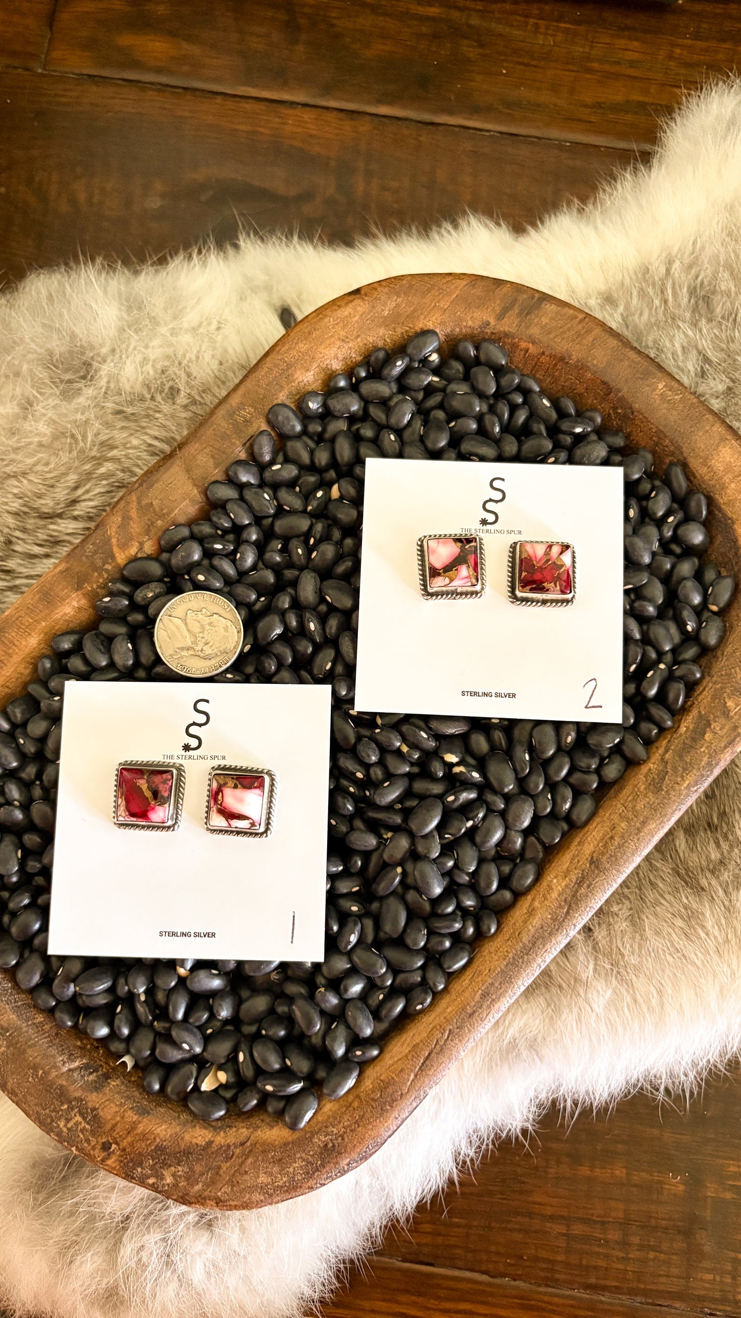 SQUARE ROSE DAHLIA POST EARRINGS BY JUDITH DIXON