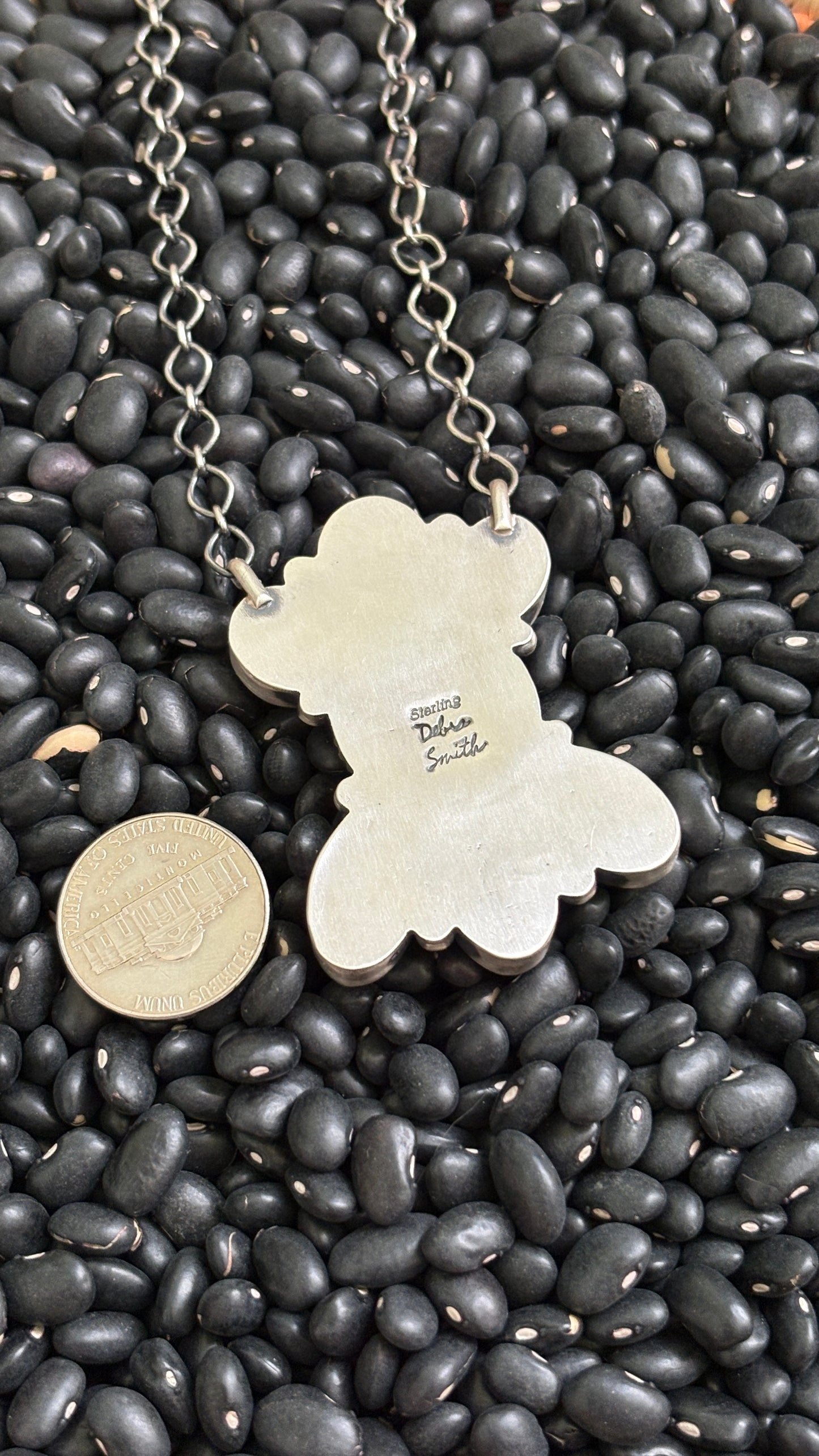 MERCURY DIME KINGMAN TURQUOISE CLUSTER NECKLACE BY DEBRA SMITH