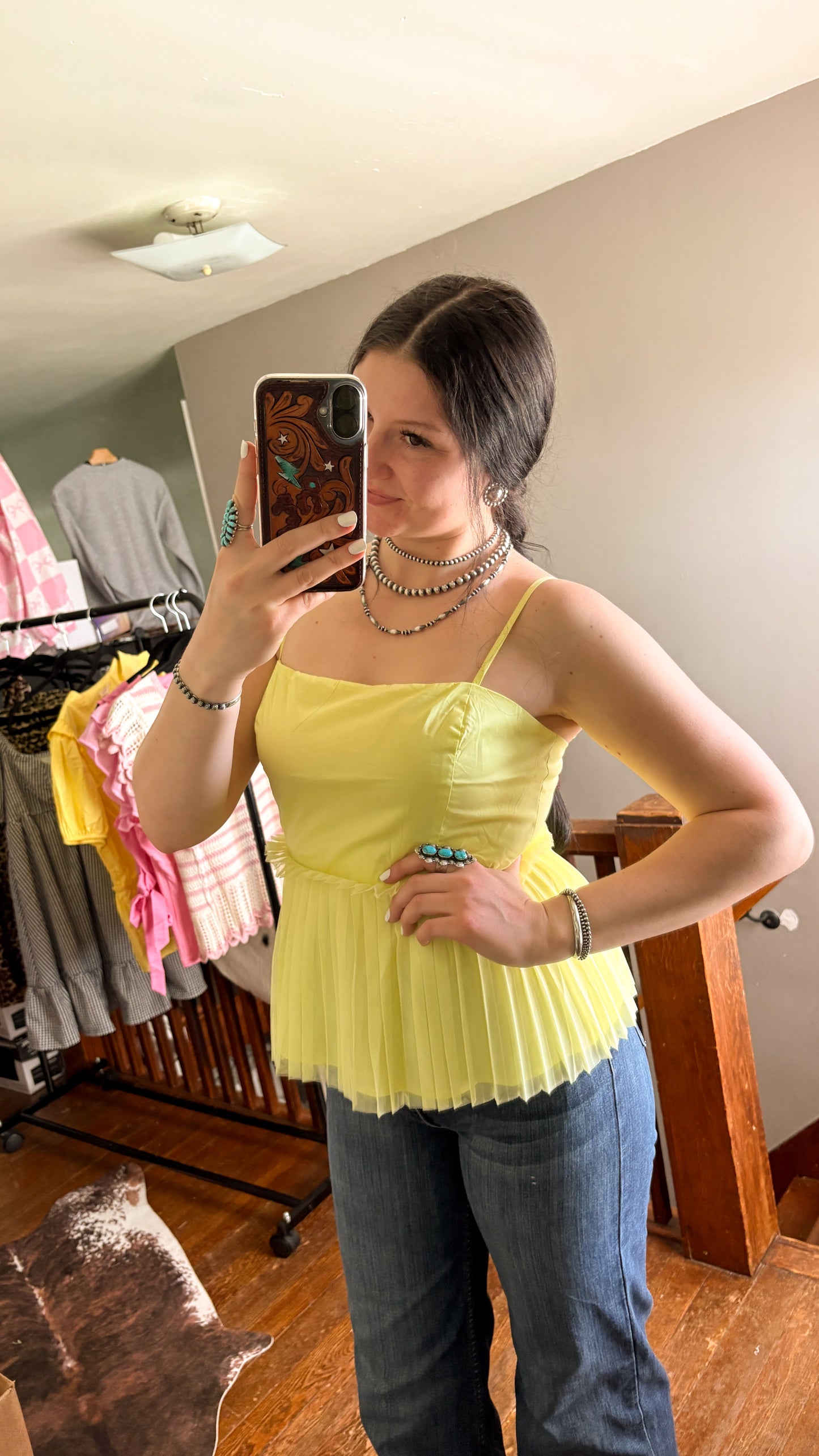 PLEATED TOP - LIME GREEN