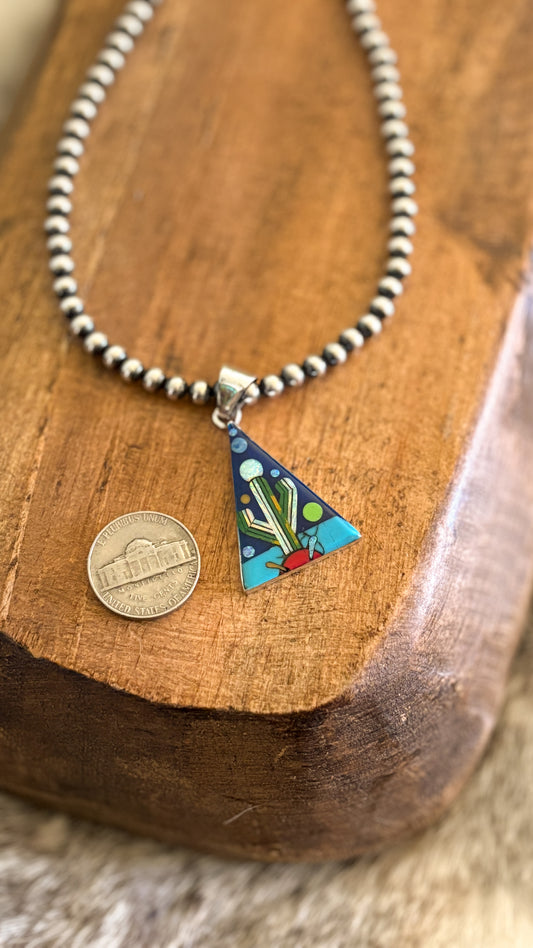 TRIANGLE CACTUS INLAY PENDANT