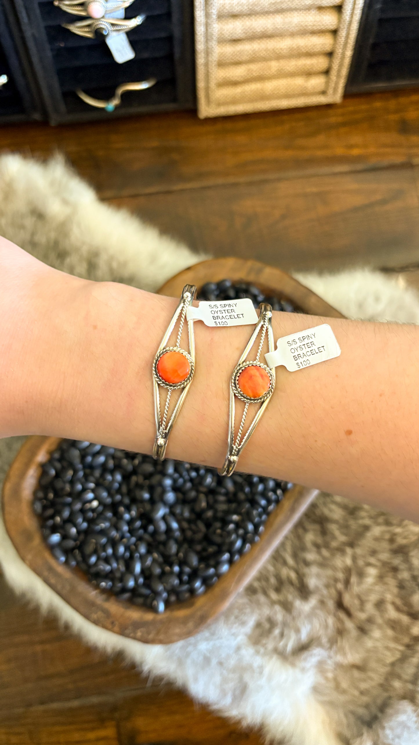 ORANGE SPINY OYSTER CUFF BY ESTHER WHITE