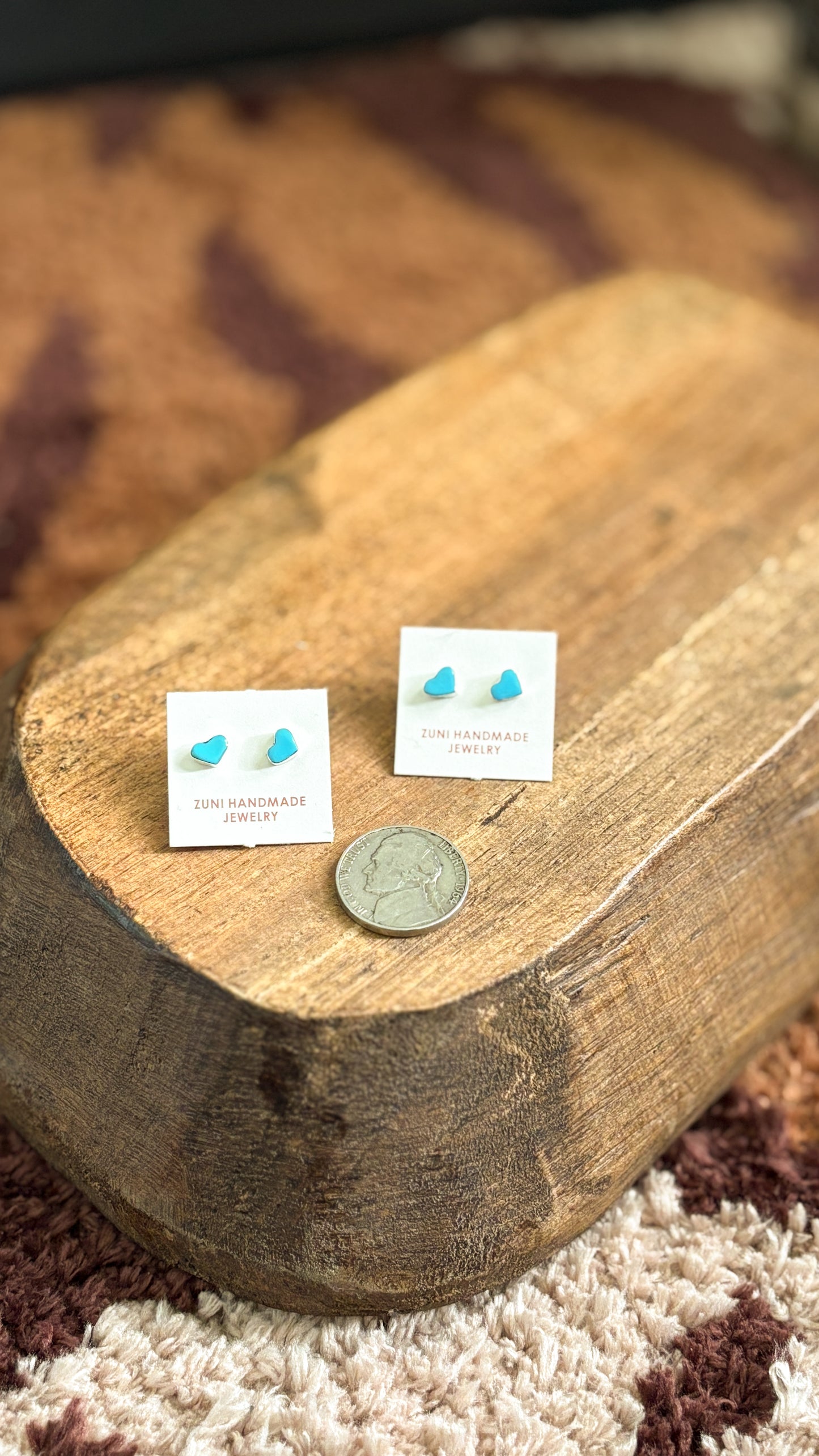 HEART SHAPED TURQUOISE ZUNI STUDS