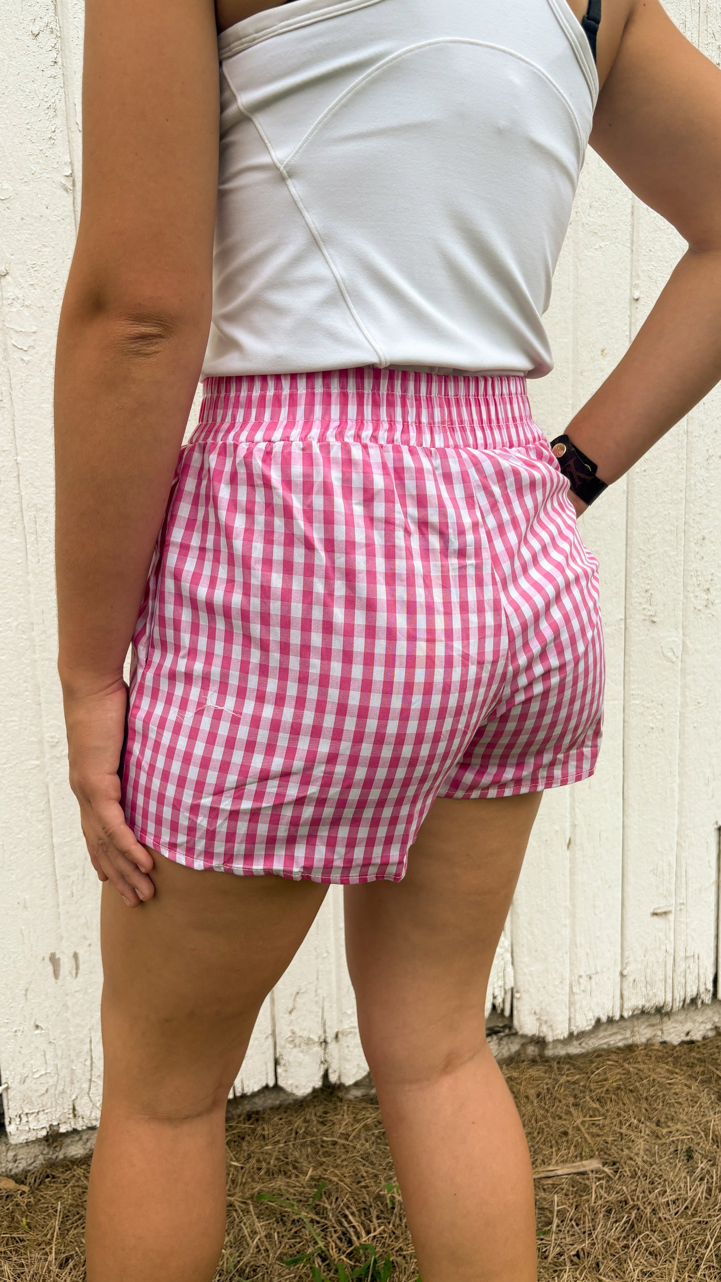 GINGHAM PRINT SHORTS - PRETTY PINK