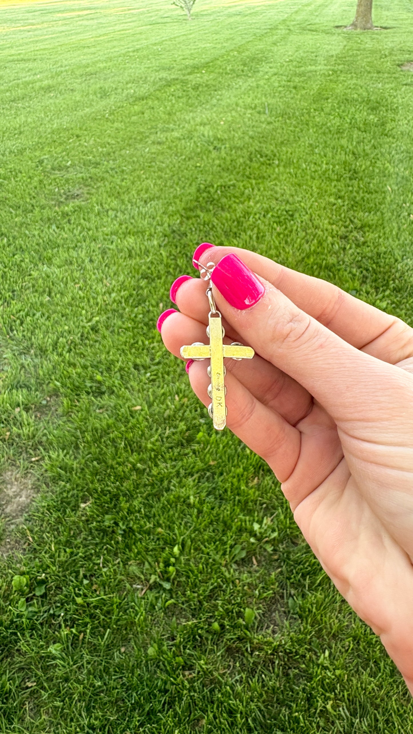 TURQUOISE CROSS DANGLE EARRINGS BY DAVIS KAMASSE