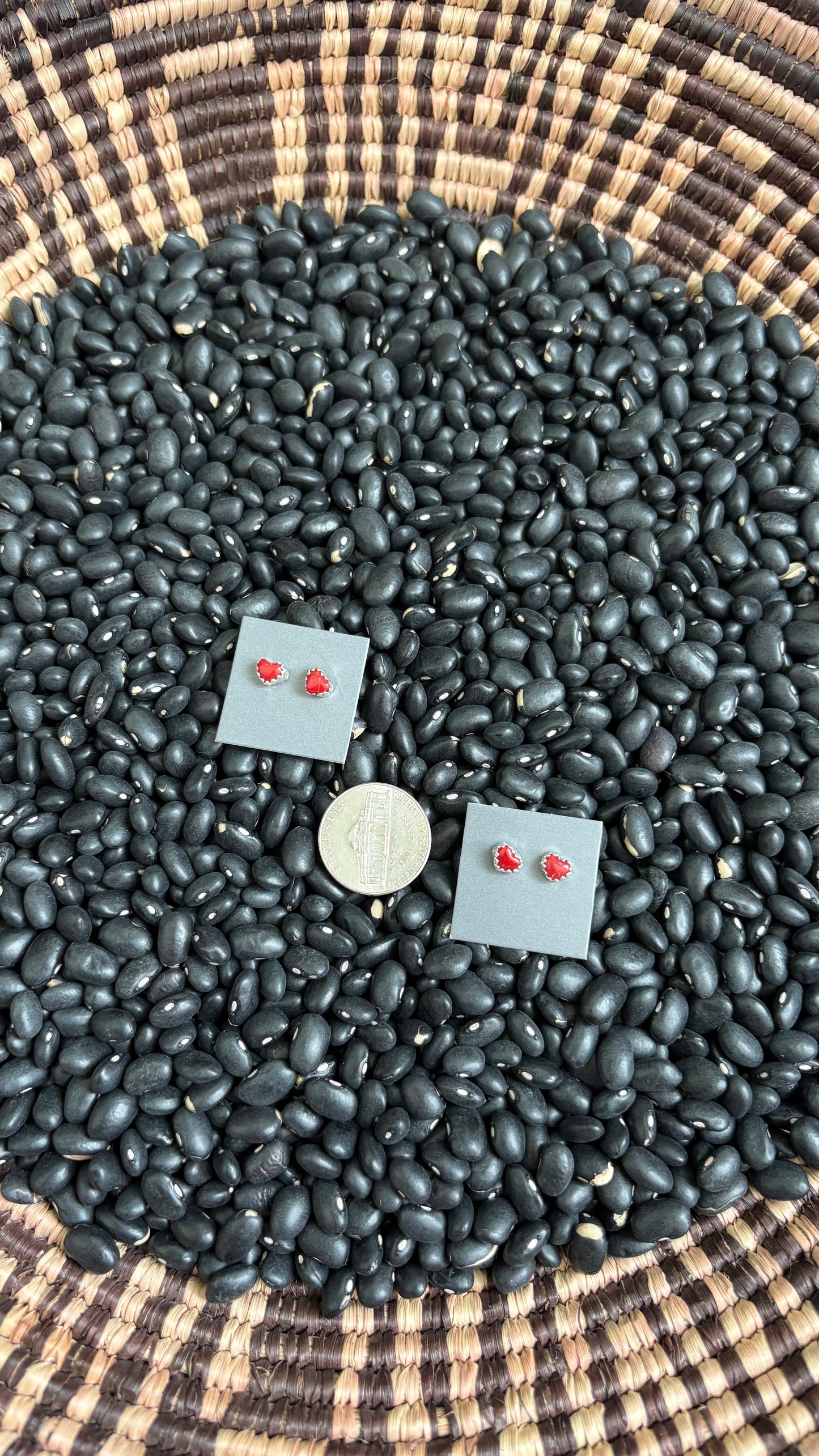 NAVAJO CORAL HEART STUDS BY LINDA YAZZIE