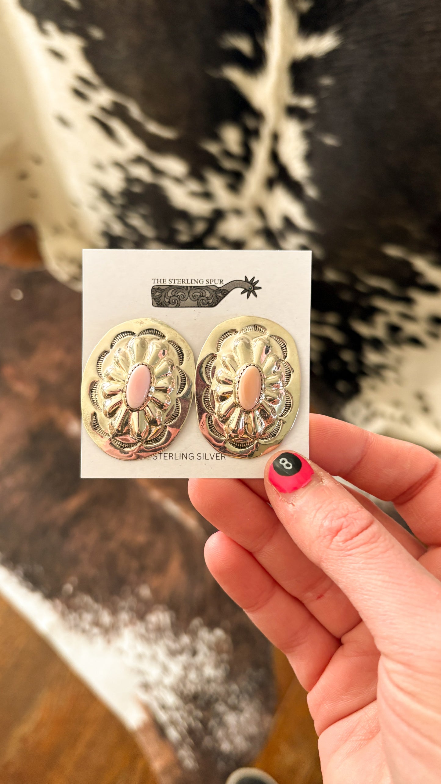 LARGE PINK CONCH CONCHO POST EARRINGS