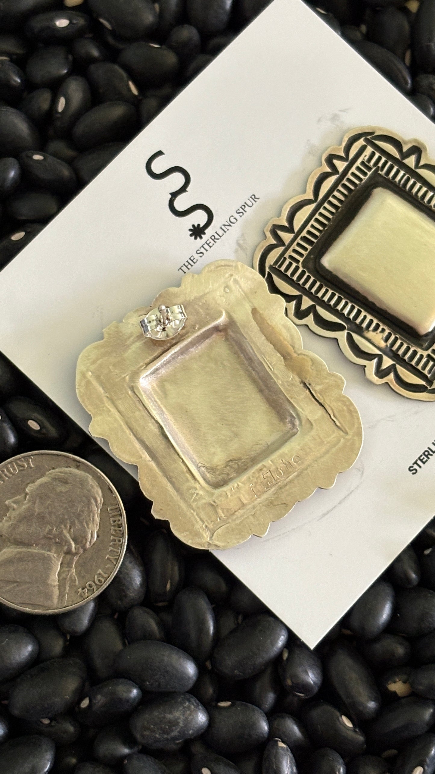 STAMPED SQUARE STERLING SILVER EARRINGS