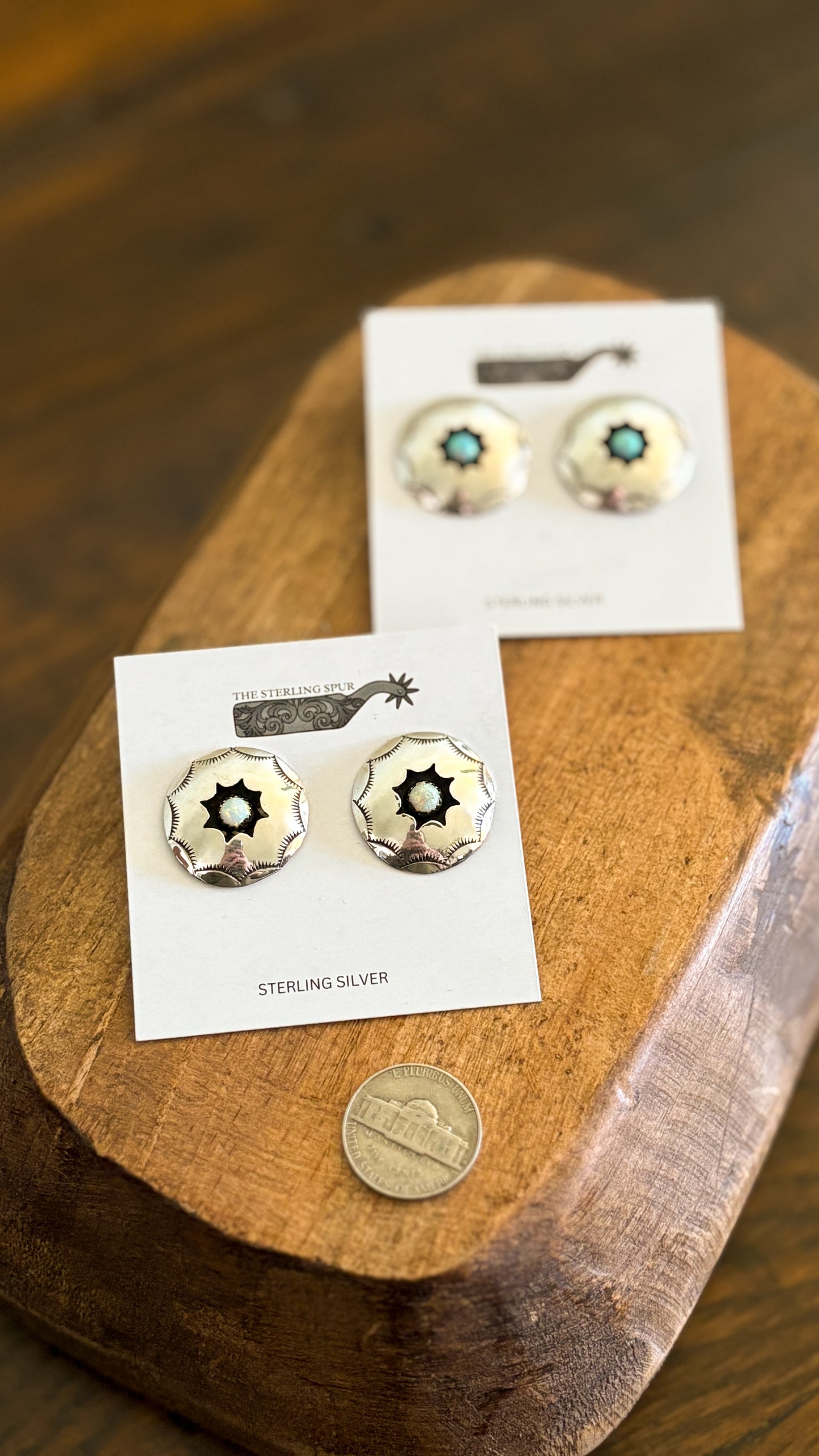 LARGE OPAL SHADOWBOX POST EARRINGS