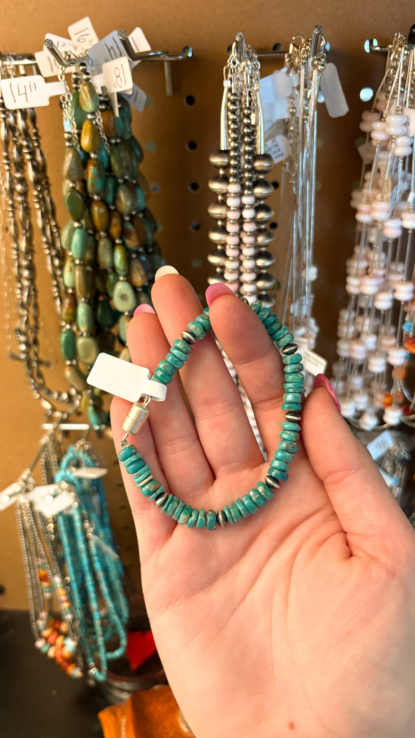 RED SKIN TURQUOISE BRACELET W MAGNETIC CLASP