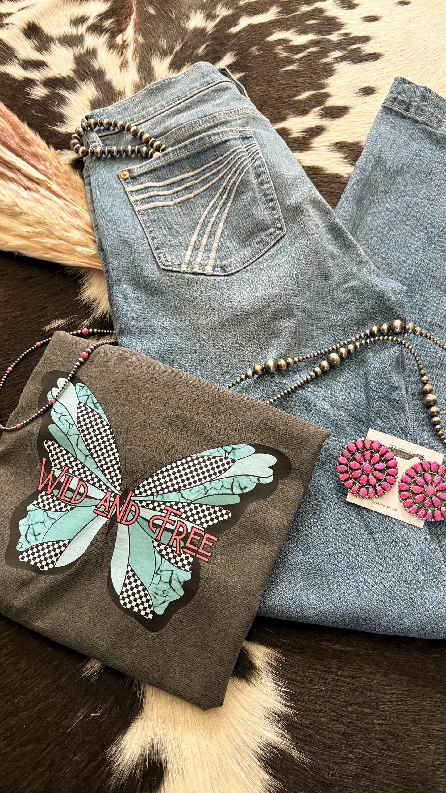 CHECKERED BUTTERFLY TEE