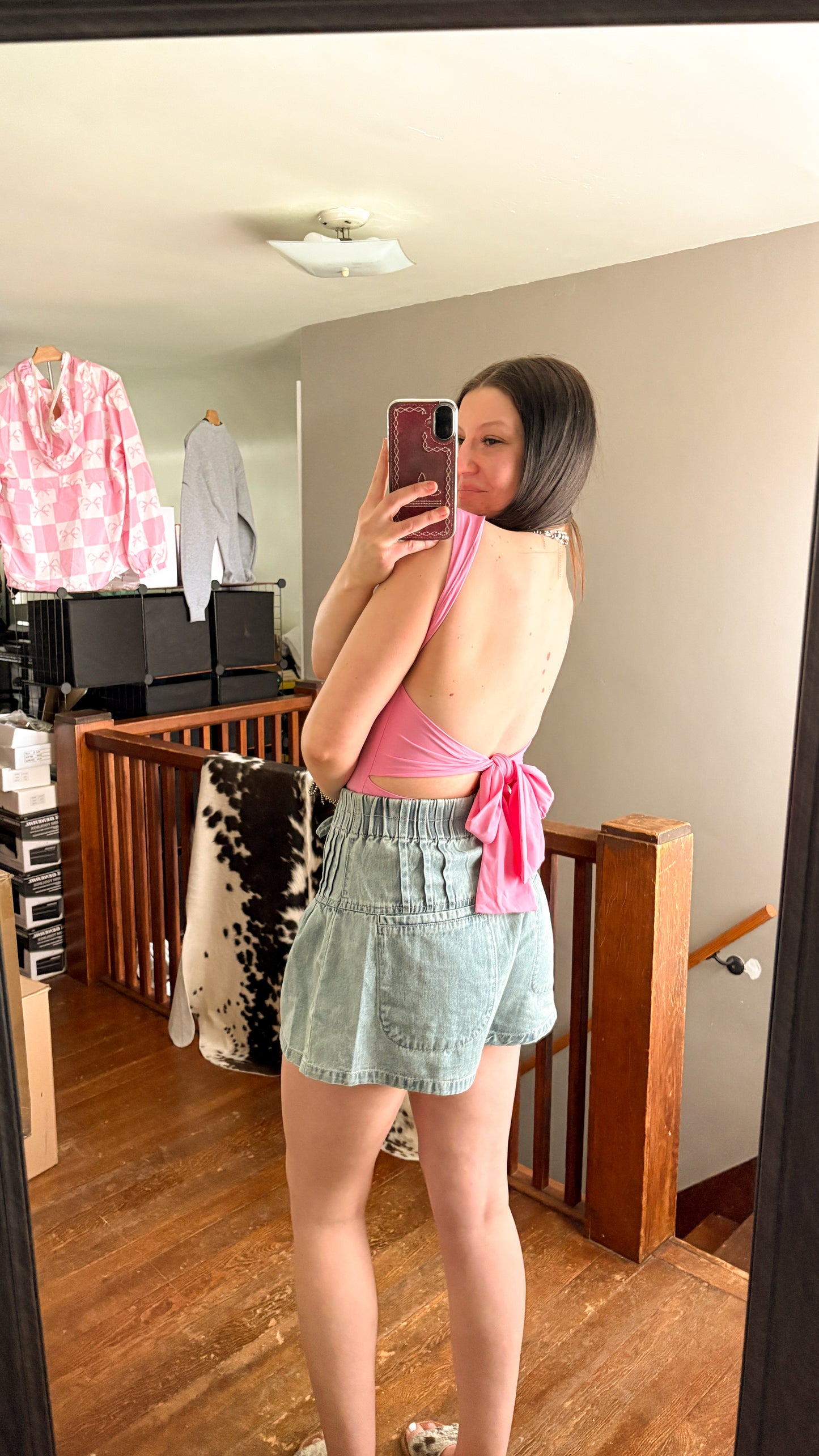BACK TIE BODYSUIT - PINK