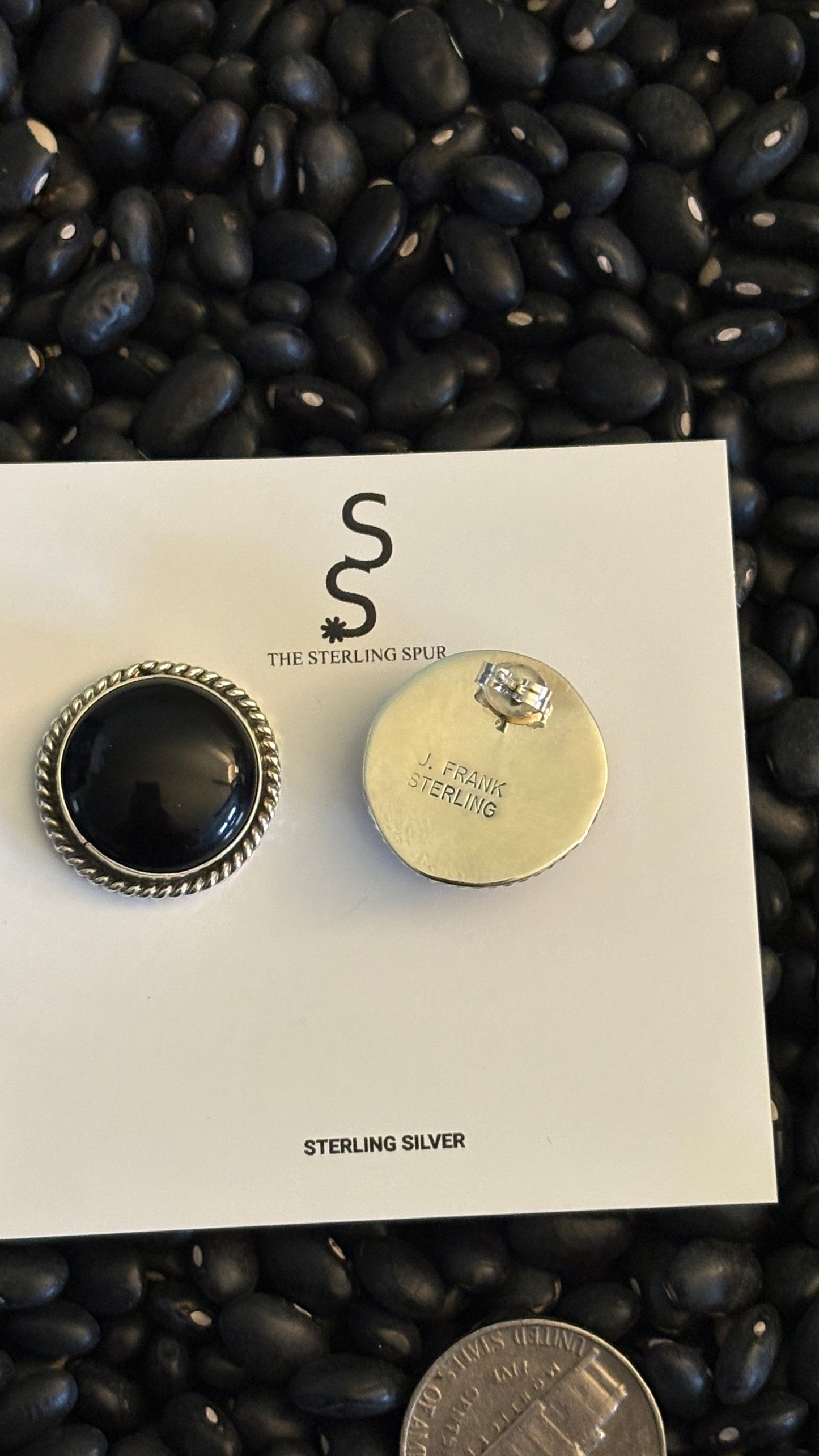 BLACK ONYX ROUND POST EARRINGS