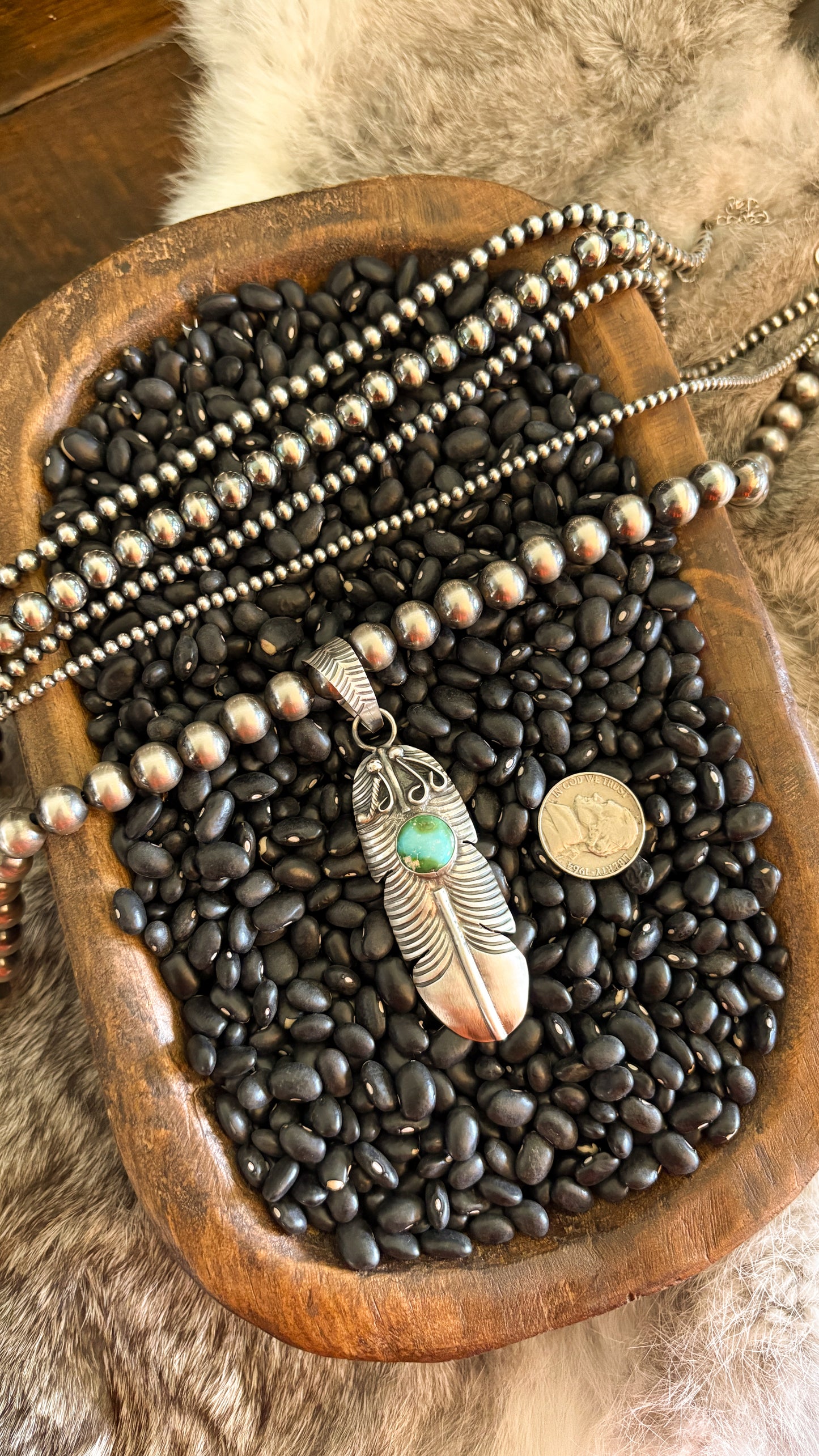 SONORAN TURQUOISE FEATHER PENDANT