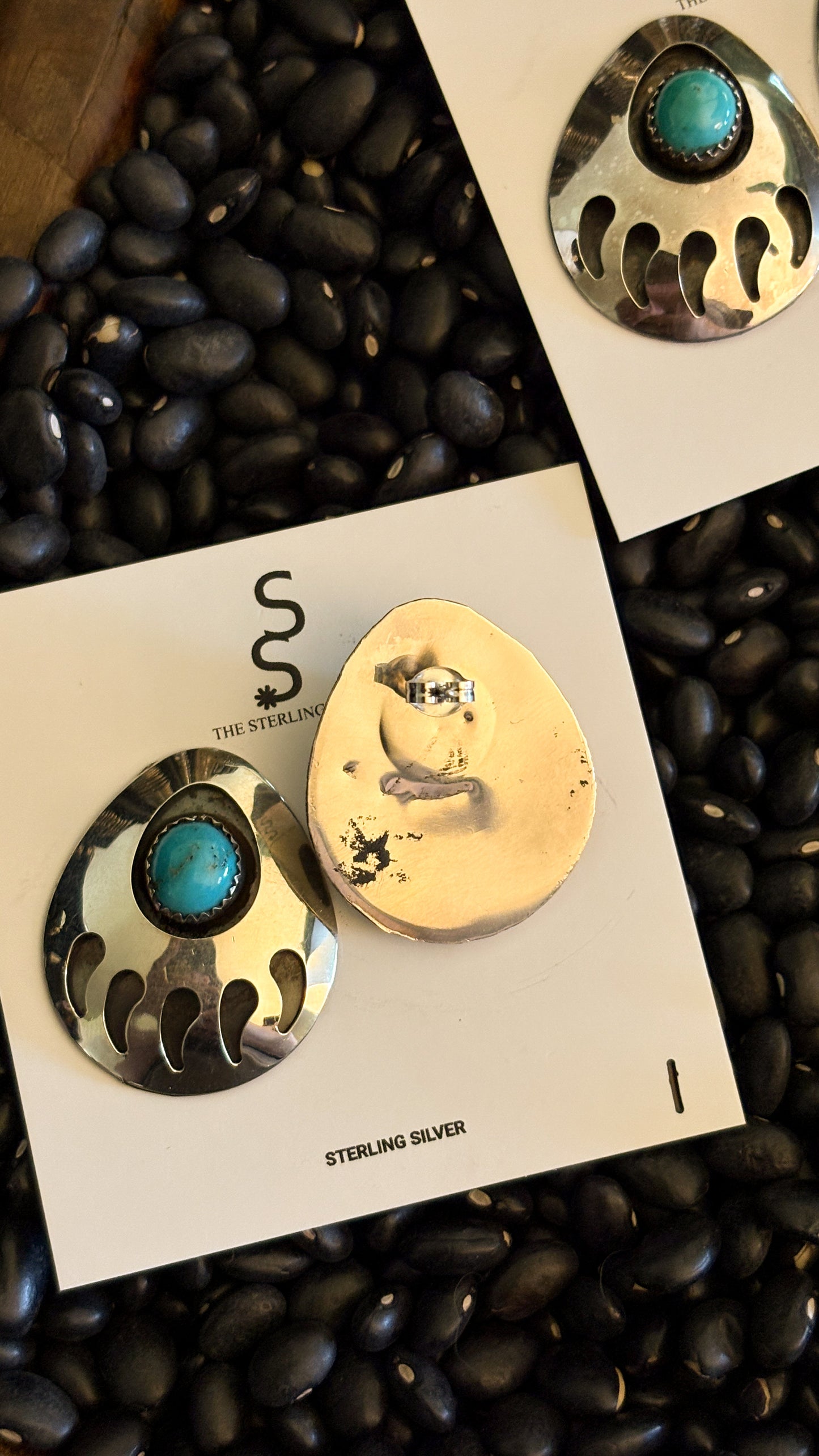 LARGE BEAR PAW POST EARRINGS