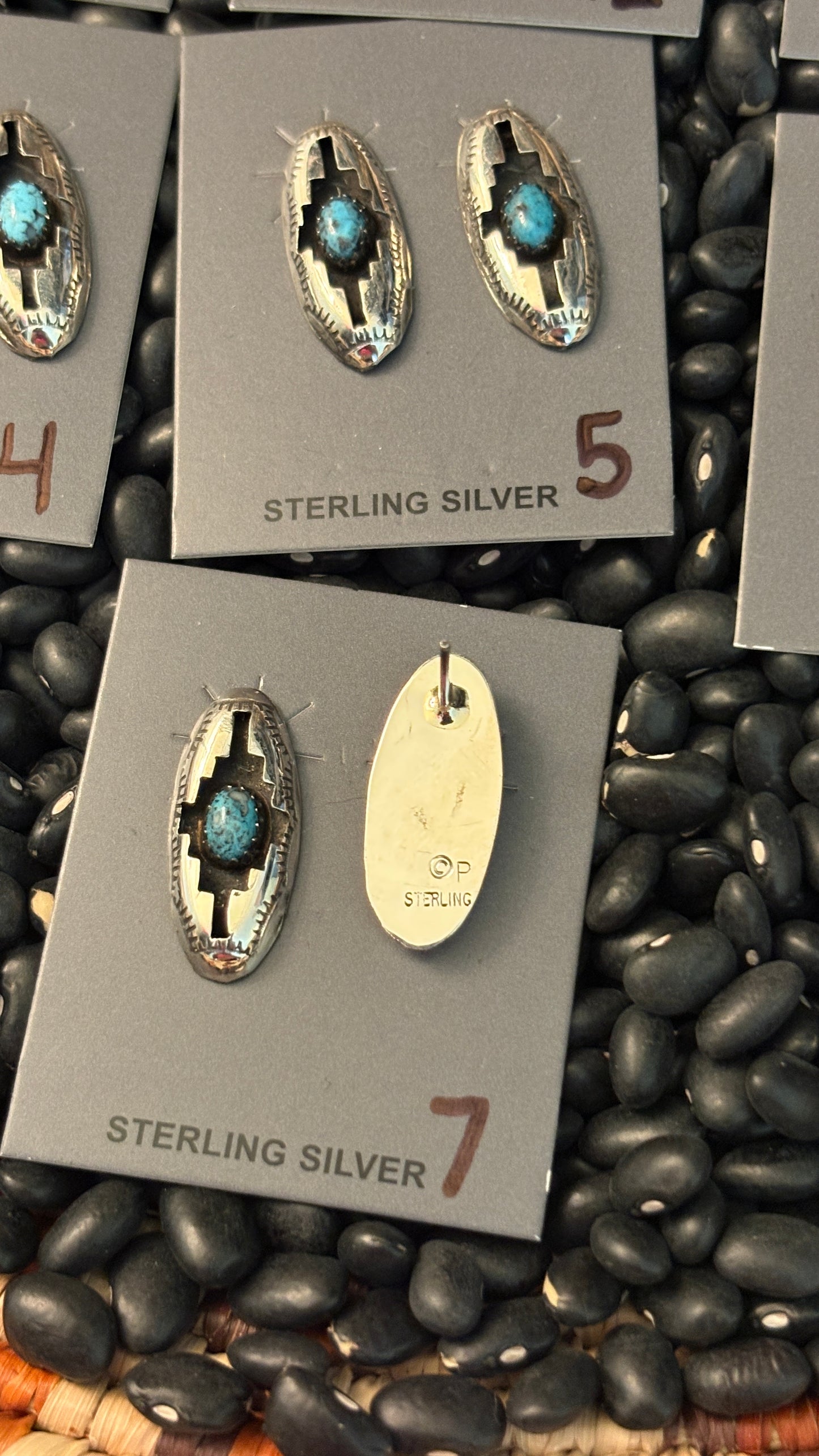 KINGMAN TURQUOISE SHADOWBOX OVAL EARRINGS BY FELIX PERRY
