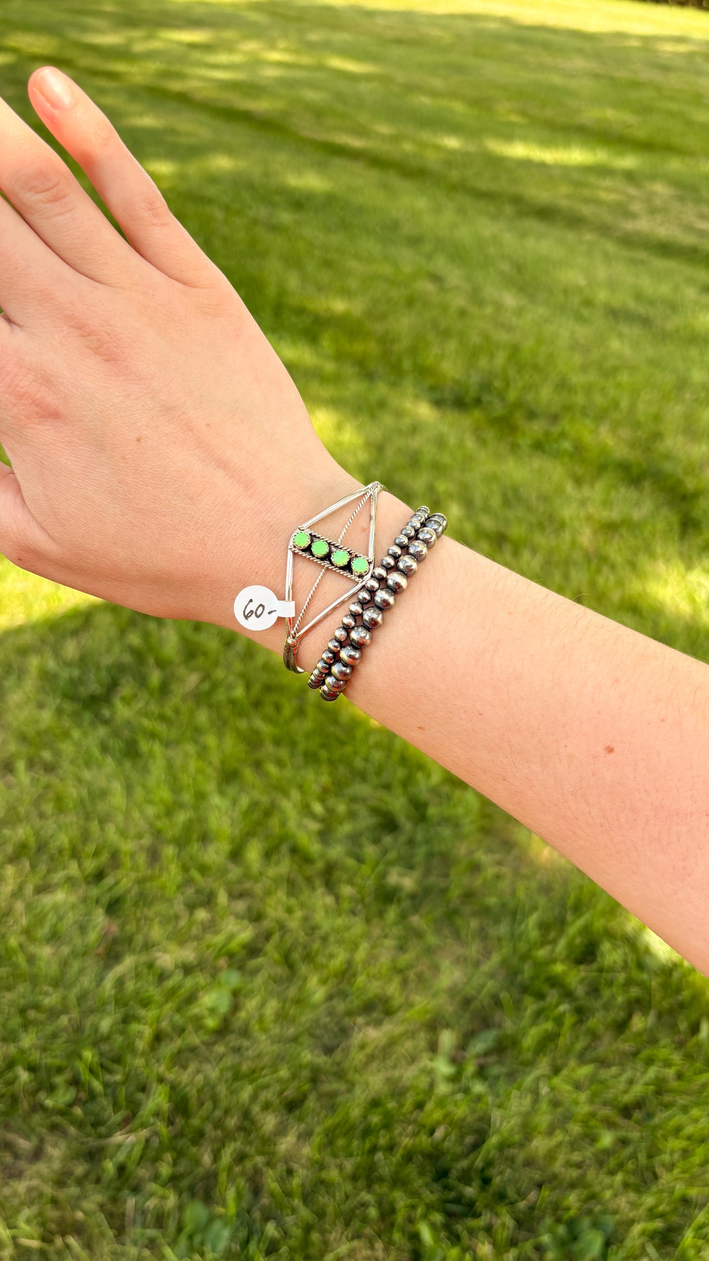 4 STONE LIME GREEN OPAL CUFF BY JANICE SPENCER