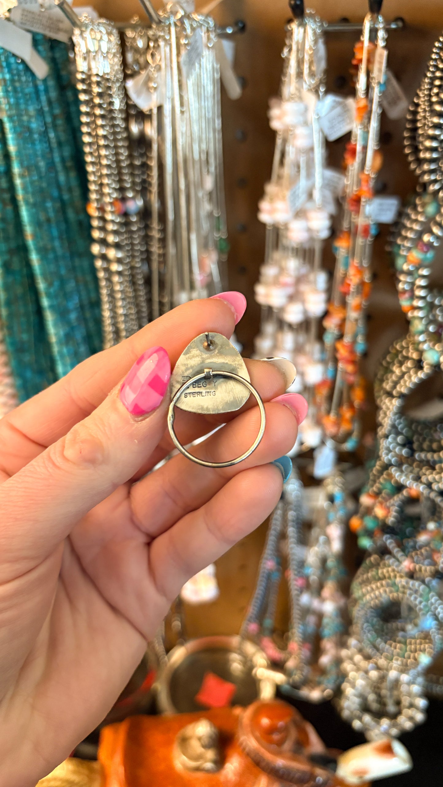 TURQUOISE STATEMENT EARRINGS W SILVER LOOPS
