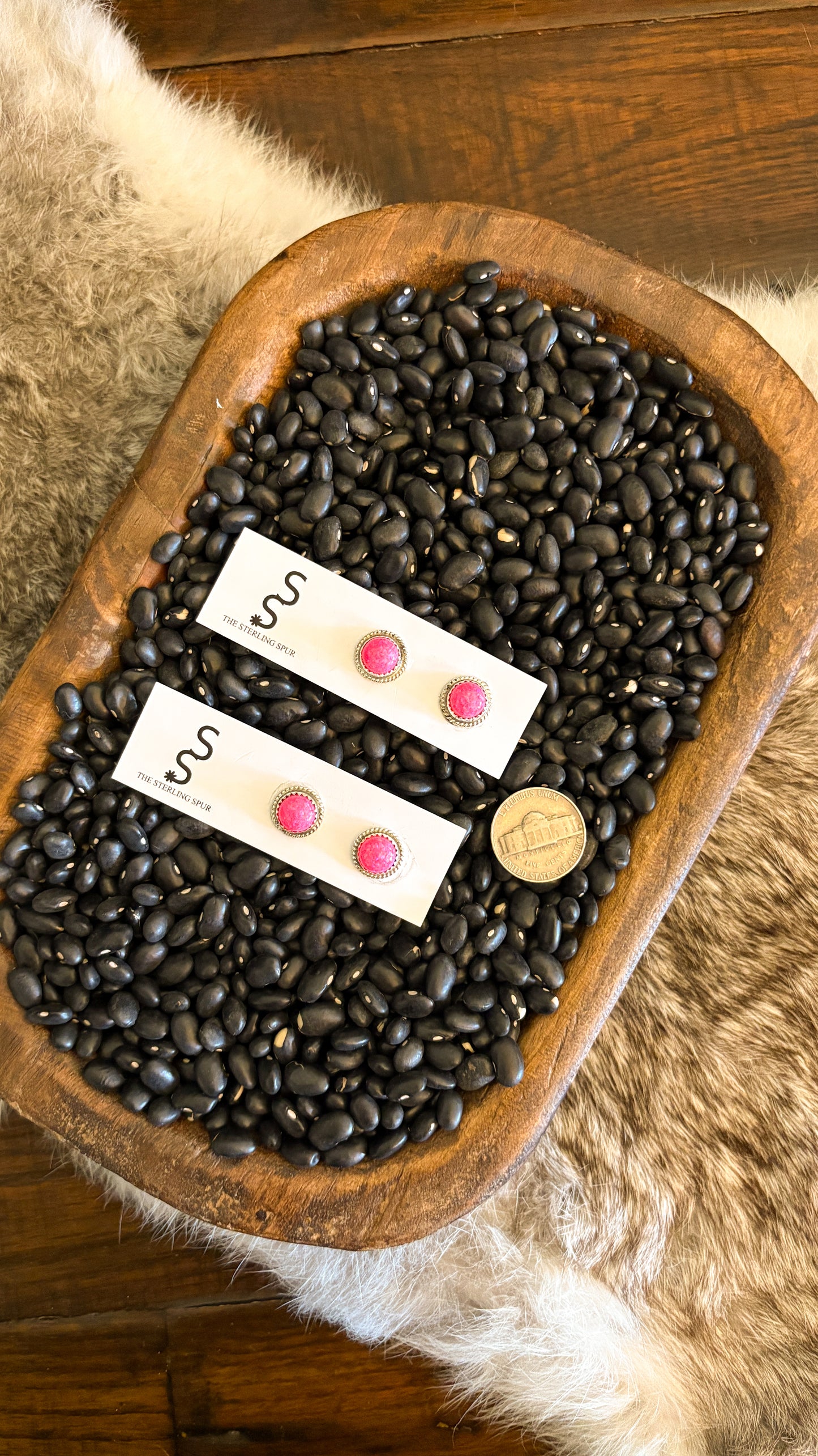 HOT PINK OPAL STUD EARRINGS BY ESTHER WHITE
