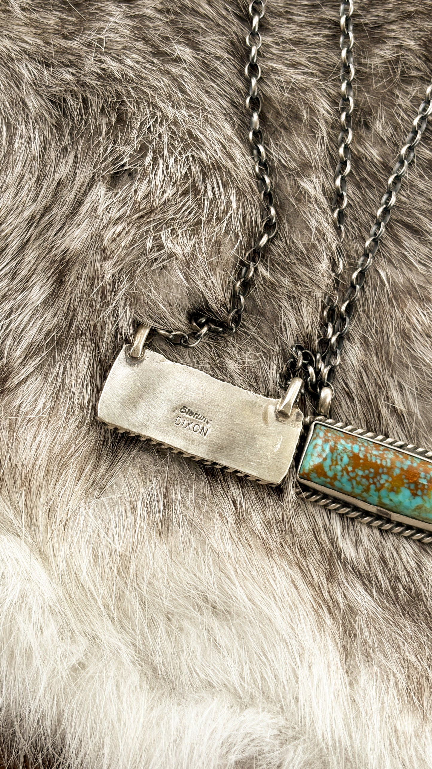 LARGE KINGMAN TURQUOISE BAR NECKLACE BY JOHNNY DIXON