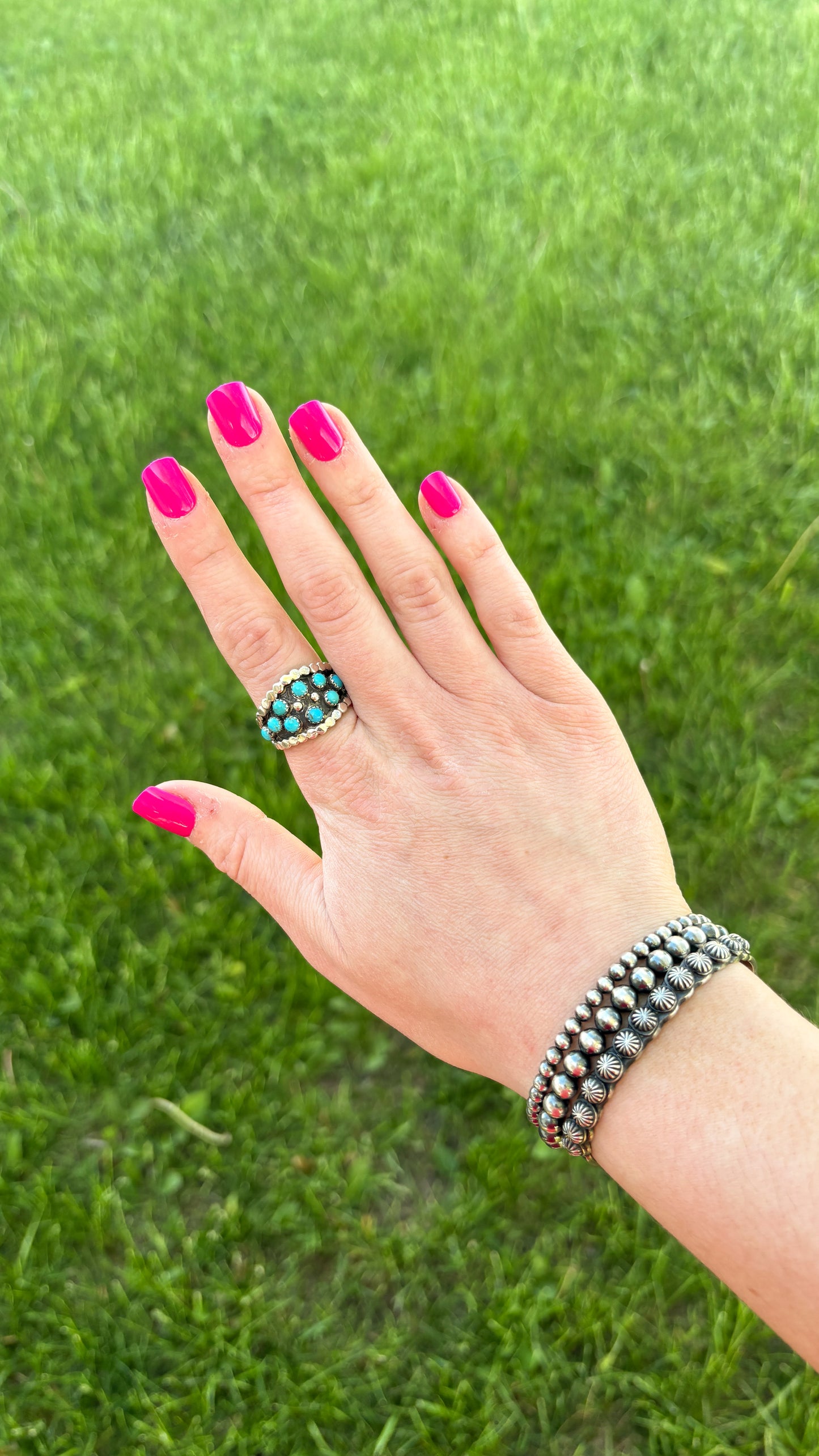 10 STONE TURQUOISE CIGAR BAND RING BY KENNY LONJOSE