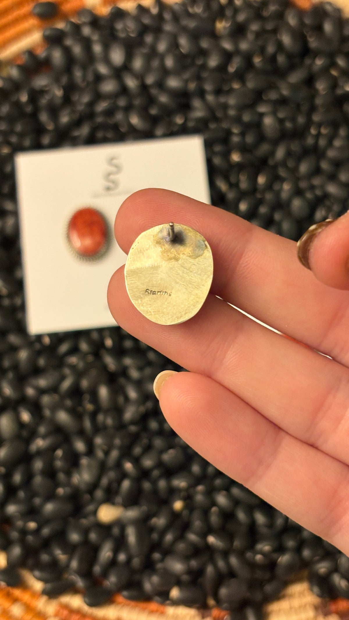 OVAL RED SPINY OYSTER EARRINGS BY DONOVAN NEZ