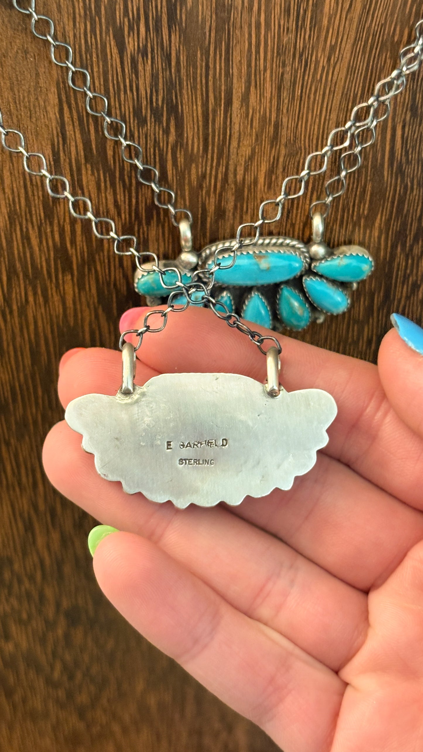 TURQUOISE HALF CLUSTER NECKLACE BY EFFIE GARFIELD