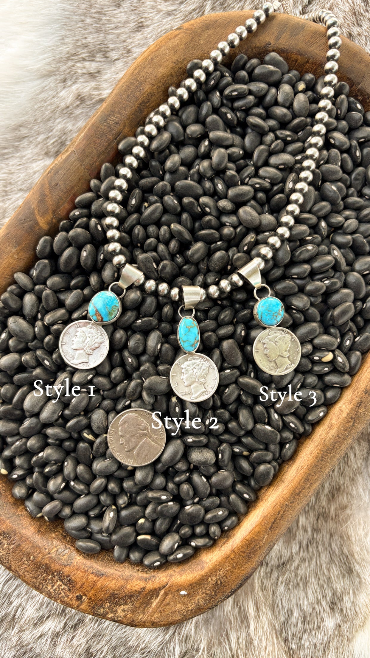 MERCURY DIME STONE PENDANT - TURQUOISE