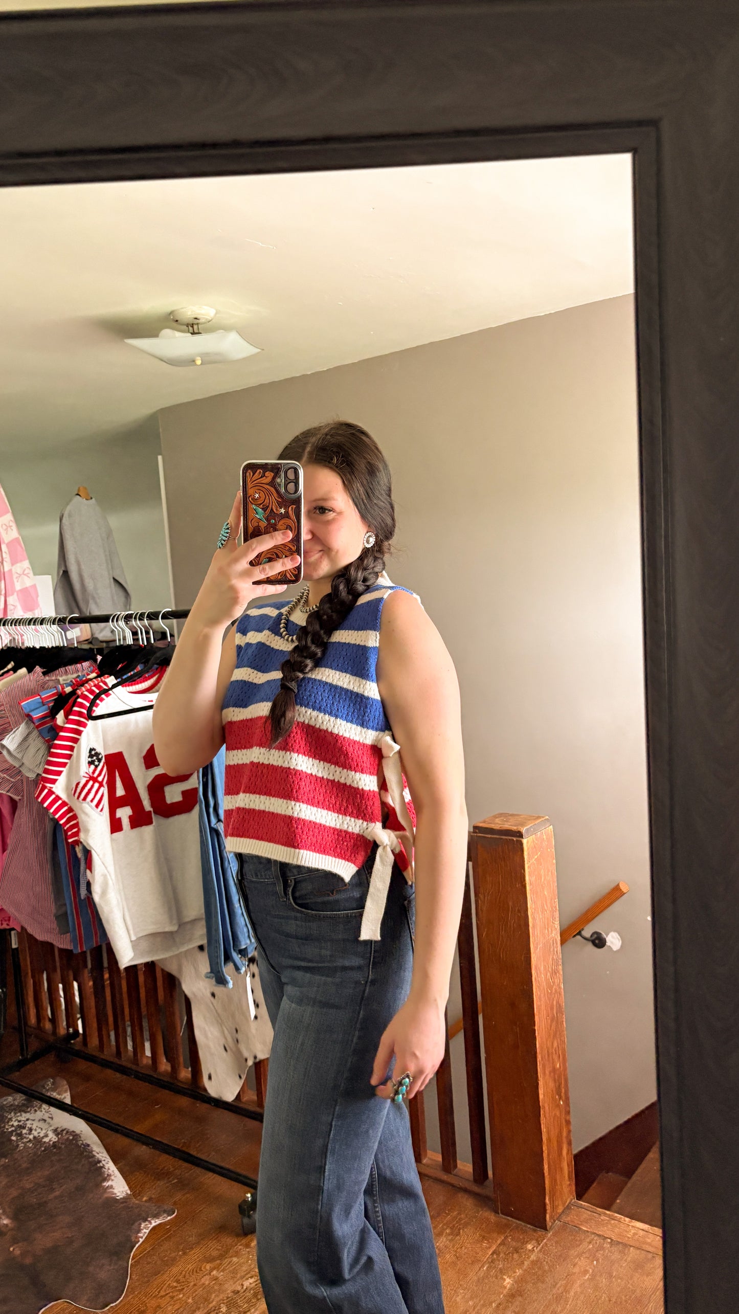 RED, WHITE, & BLUE TIE SWEATER VEST