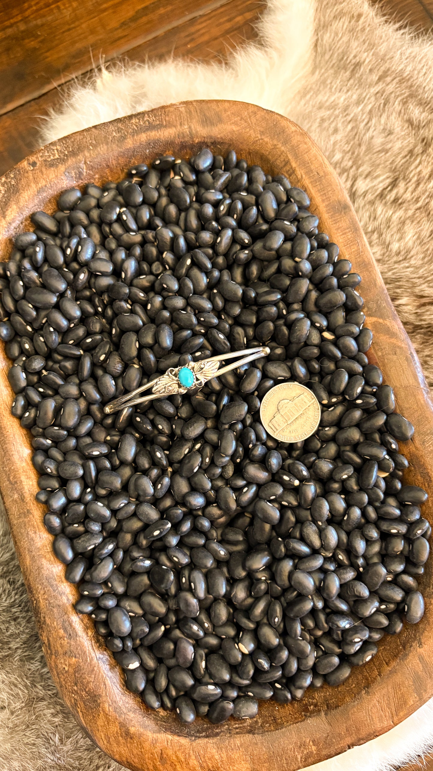 TURQUOISE STONE STACKER CUFF W DETAIL
