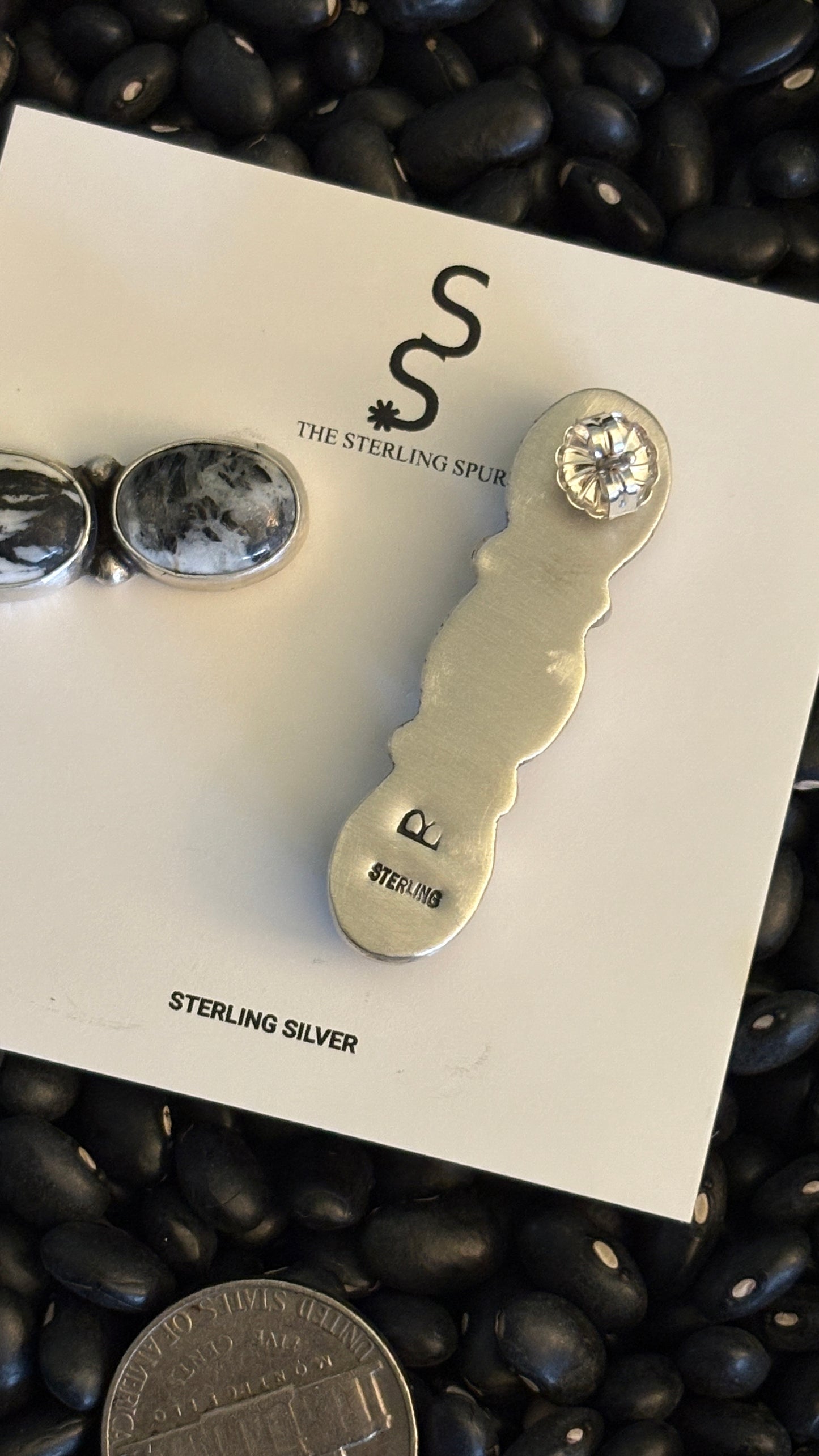 WHITE BUFFALO TRIPLE STONE STATEMENT EARRINGS