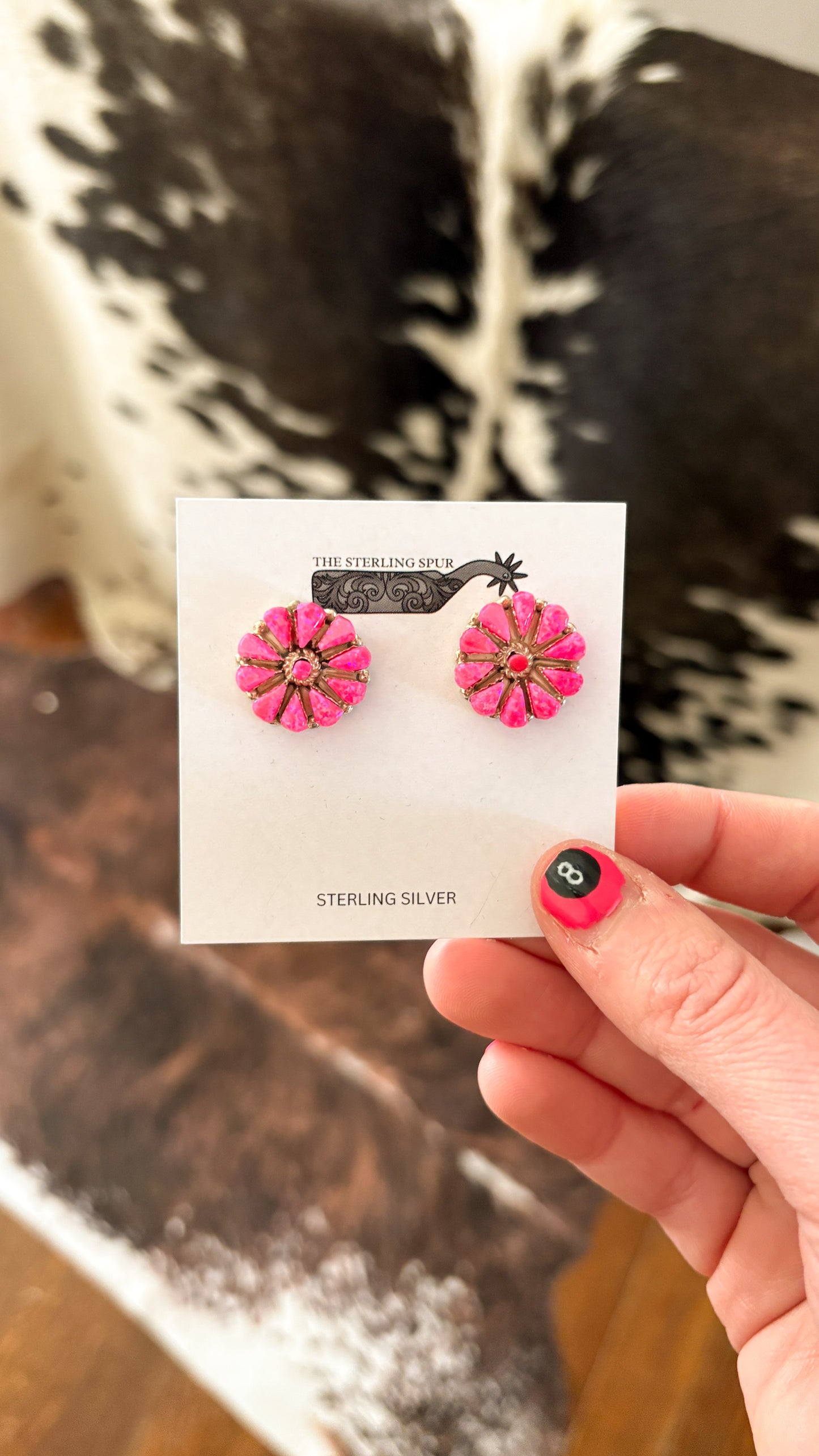 HOT PINK OPAL CLUSTER POST EARRINGS