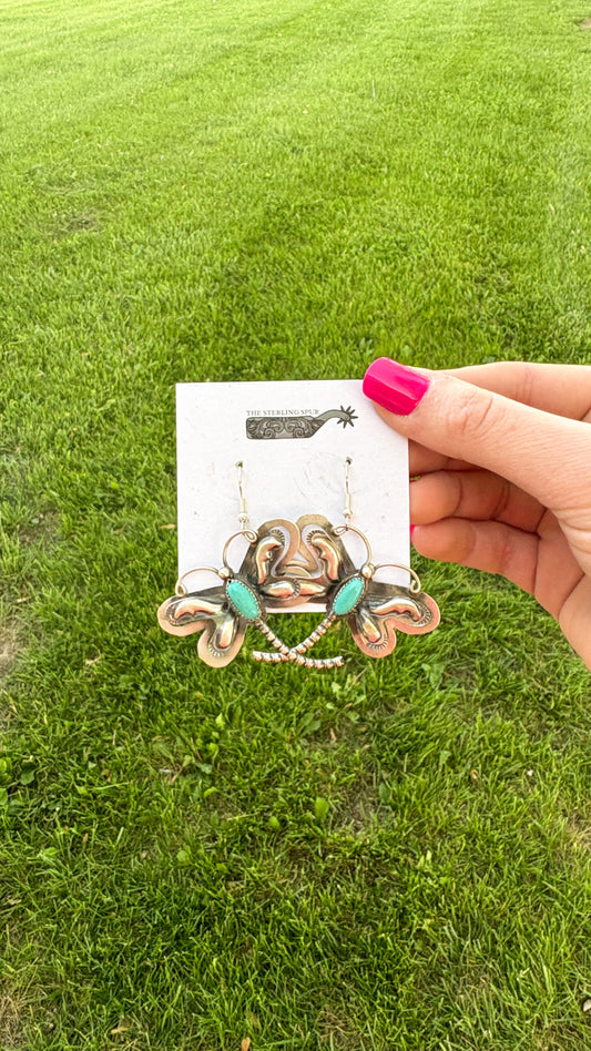 TURQUOISE DRAGONFLY DANGLE EARRINGS