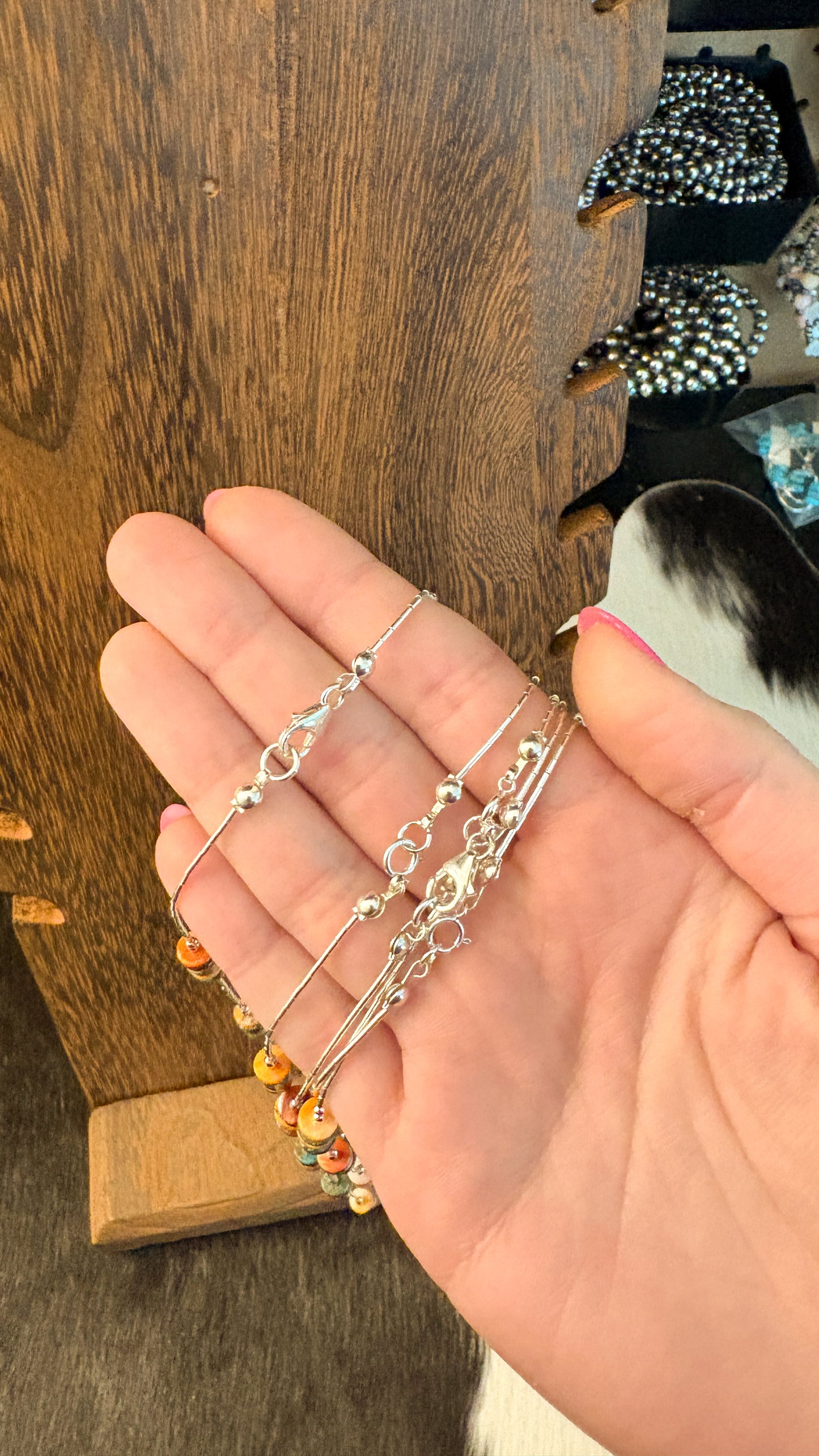 LIQUID SILVER MULTI STONE HEISHI NECKLACE