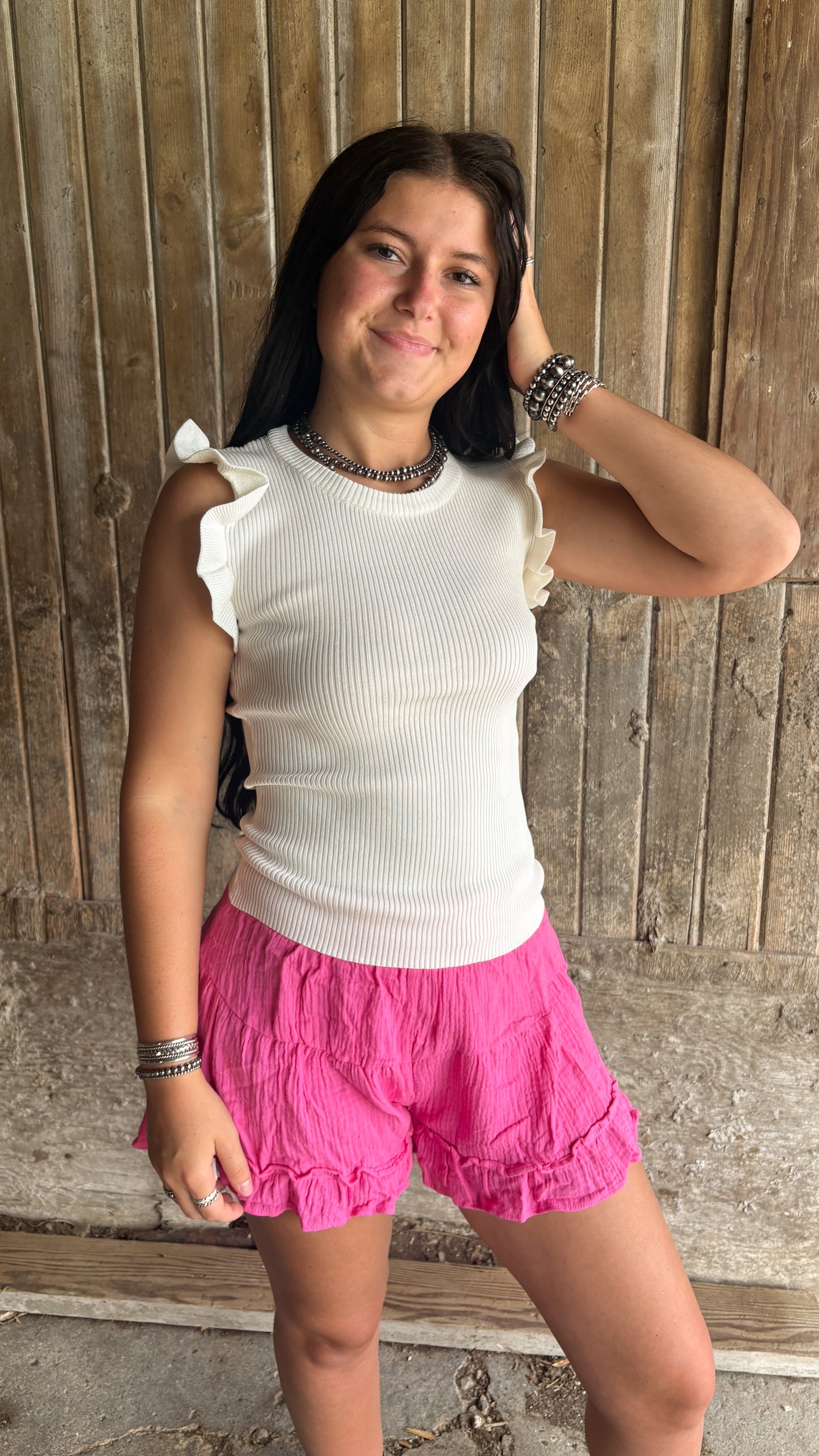 PINK GAUZE RUFFLE SET