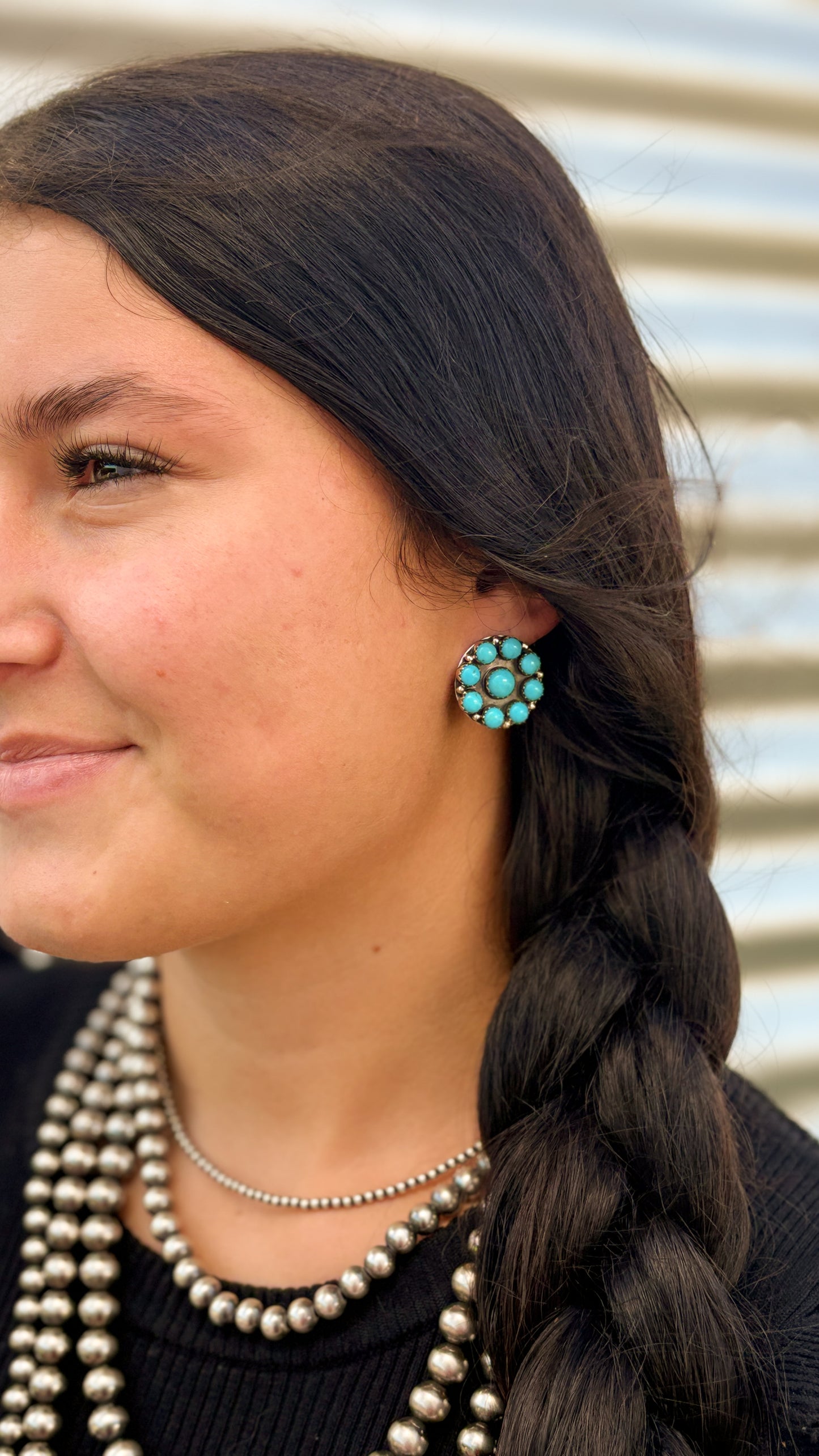 ROUND TURQUOISE CLUSTER EARRINGS