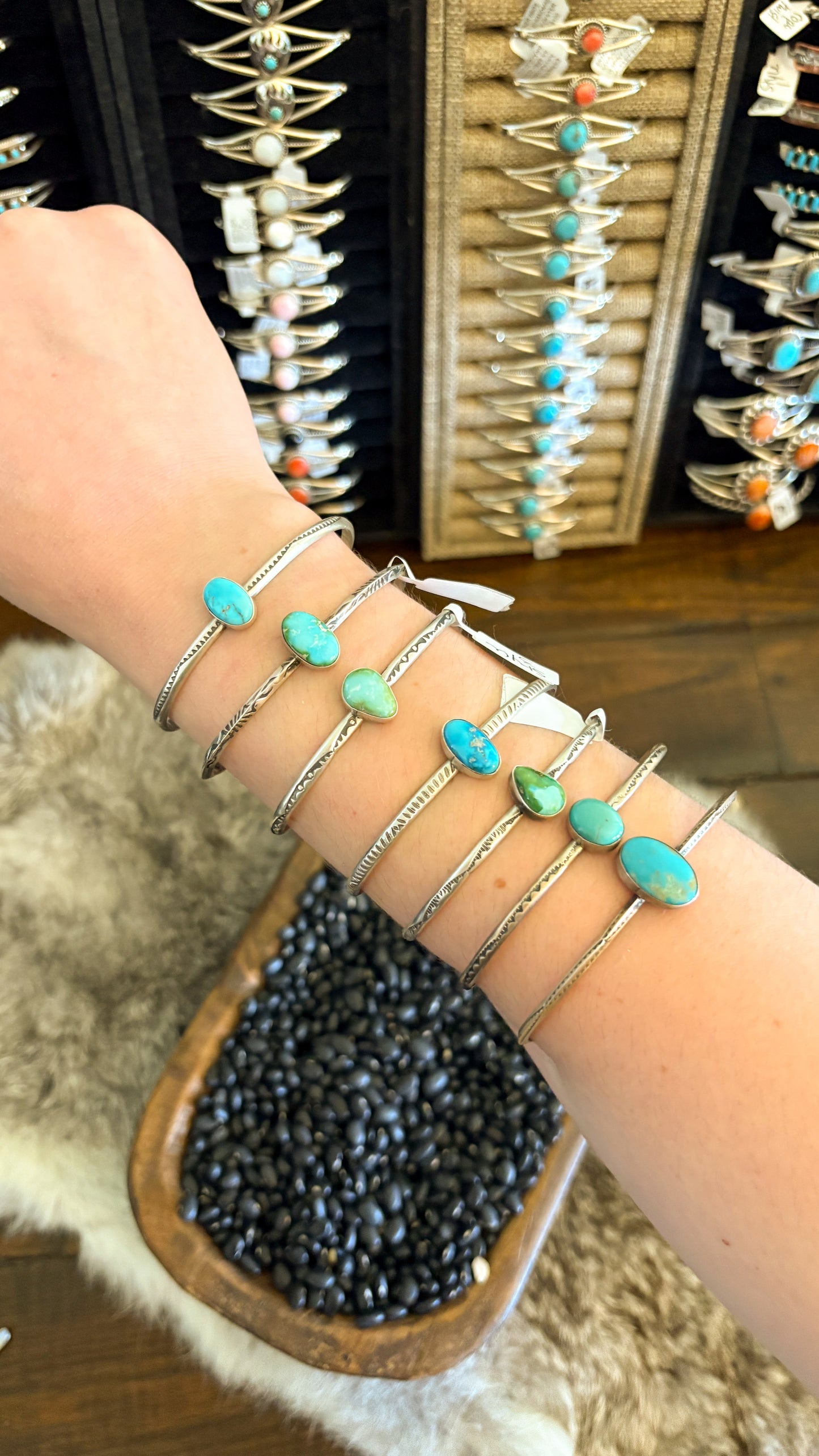 STAMPED TURQUOISE CUFF