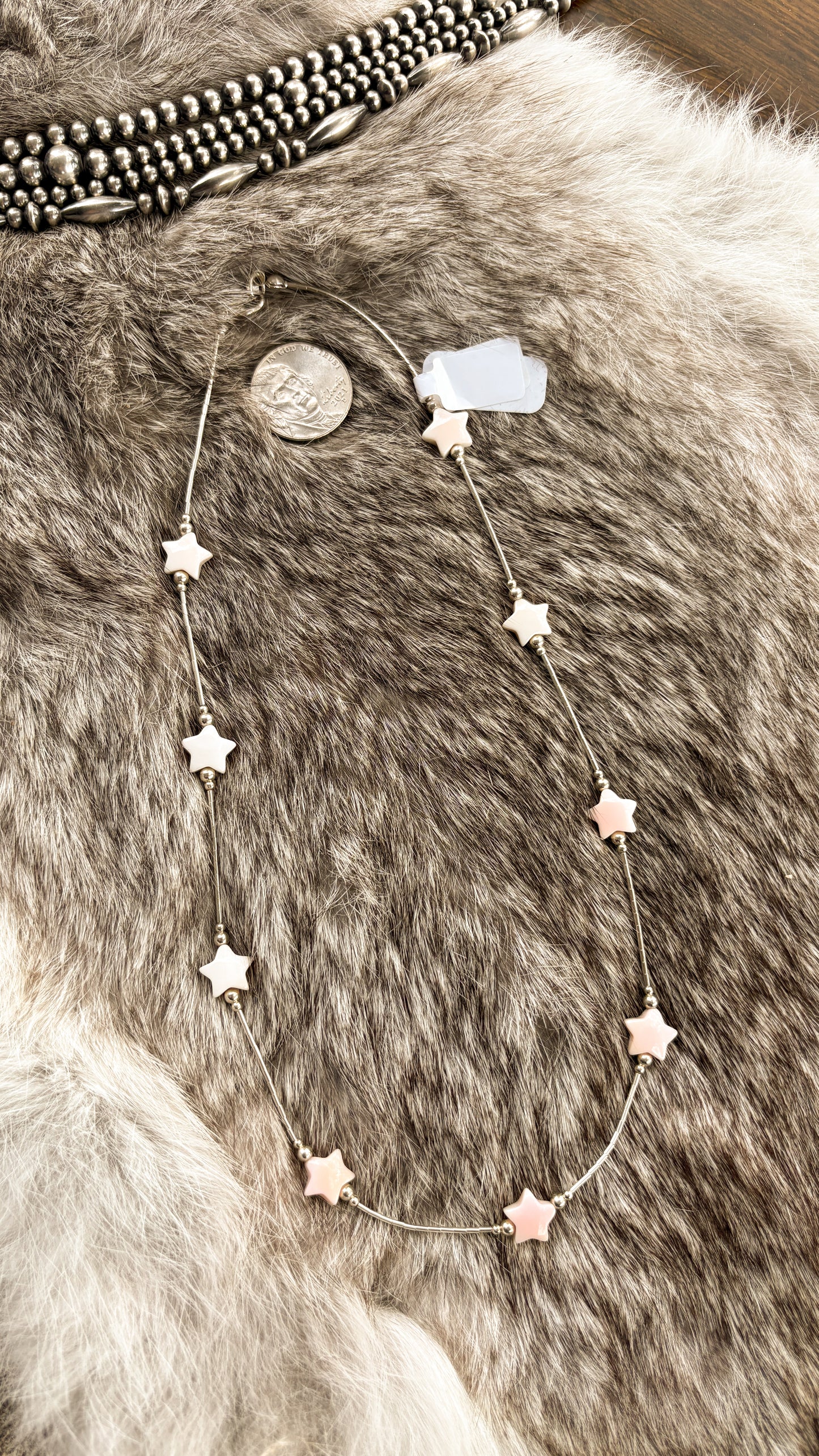 LIQUID SILVER PINK CONCH STAR NECKLACE