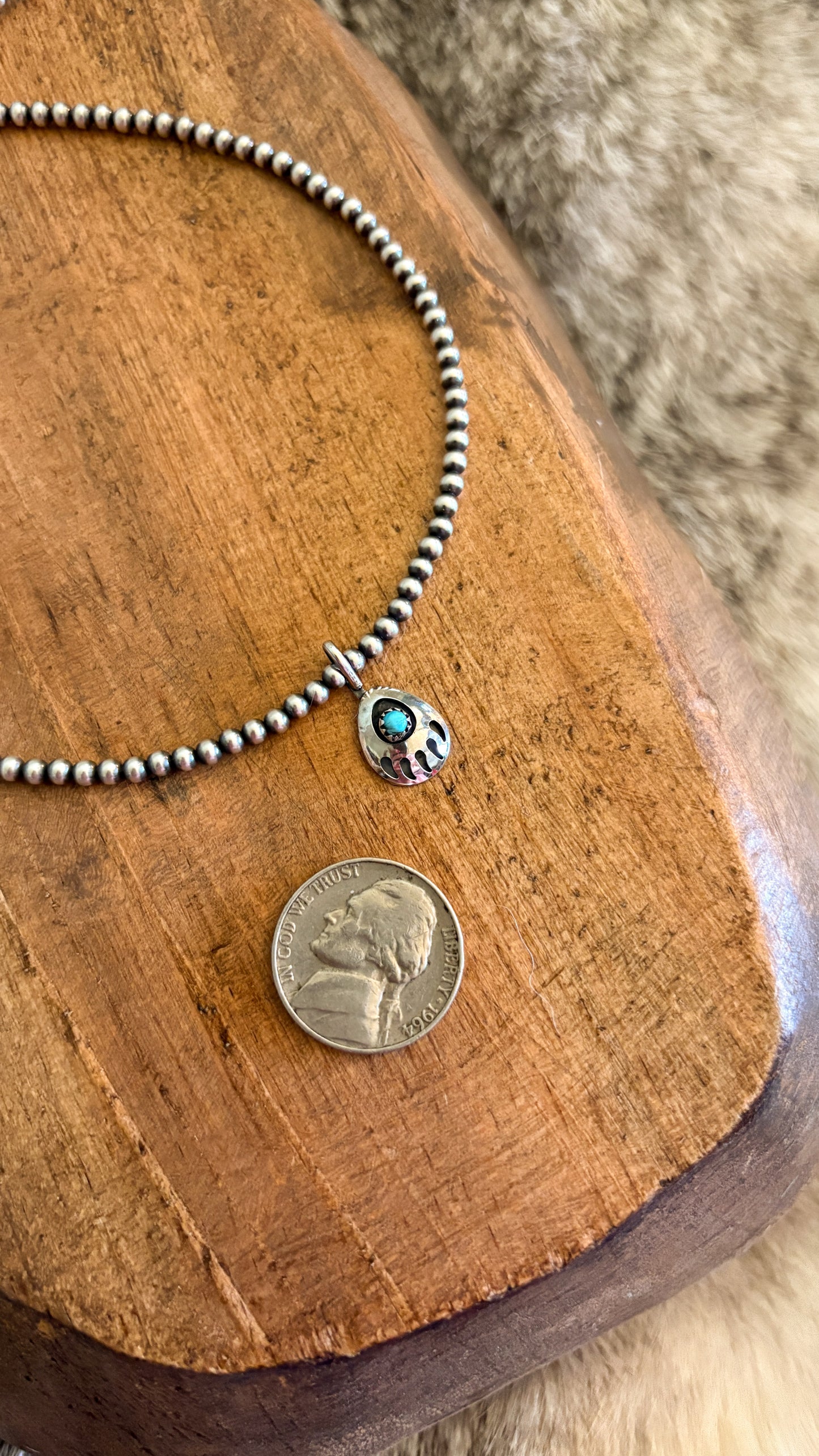 TURQUOISE MINI BEAR PAW PENDANT