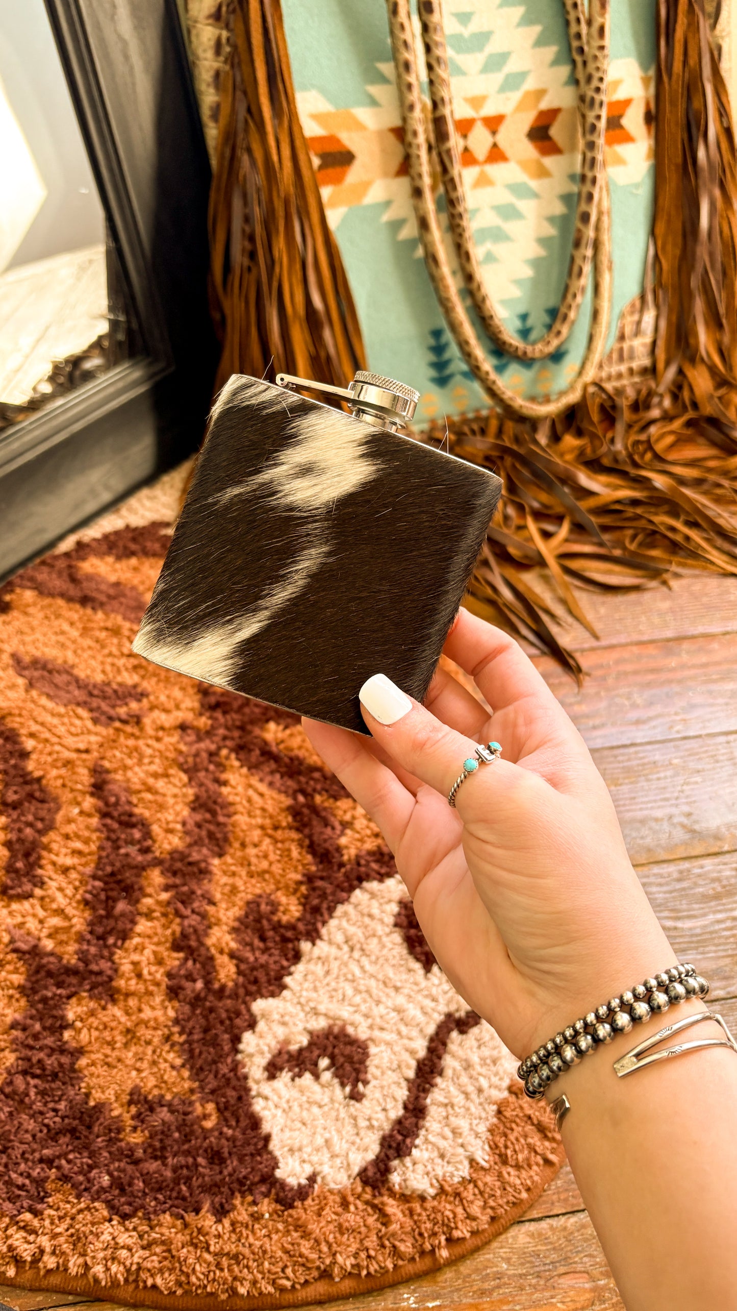 COWHIDE FLASK