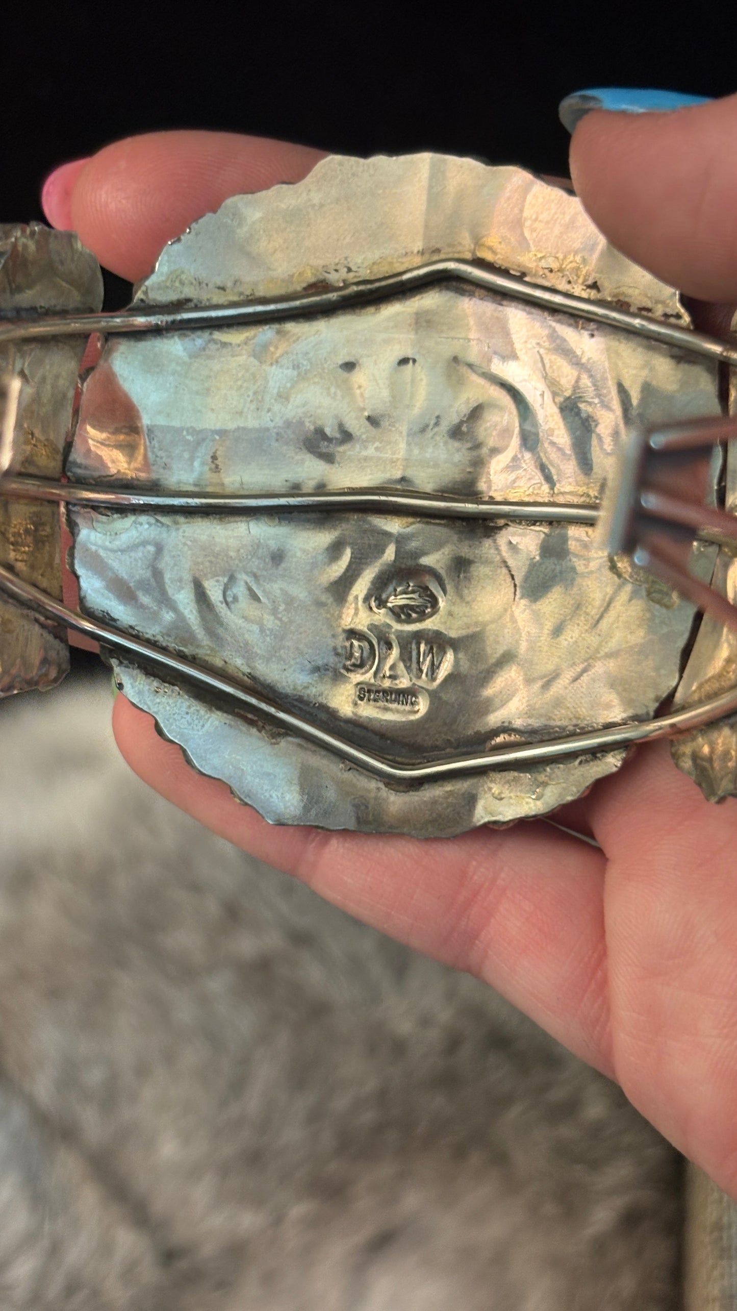 XL KINGMAN TURQUOISE CLUSTER CUFF BY DELIA WAUNEKA