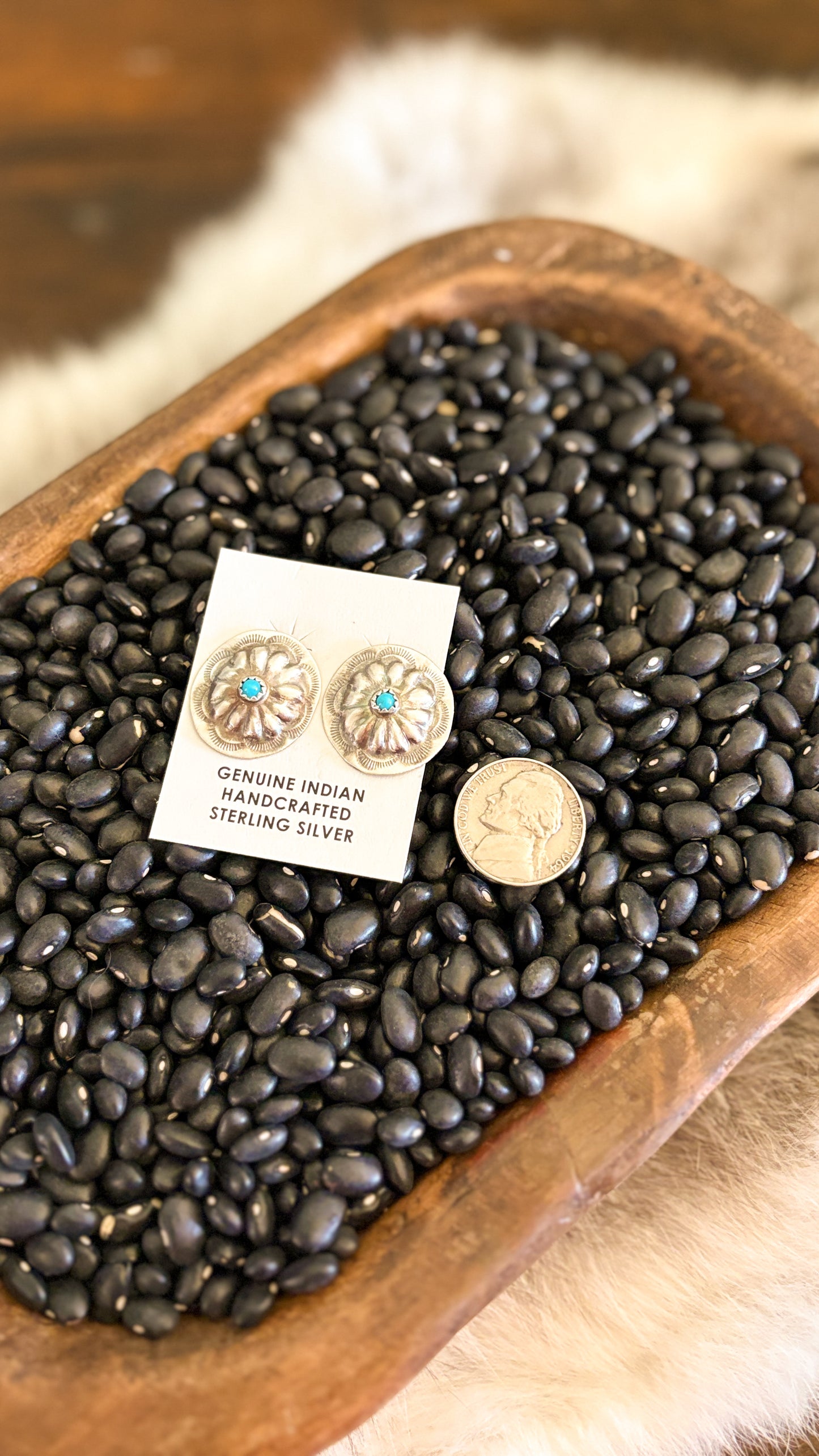 SINGLE STONE TURQUOISE CONCHO EARRINGS