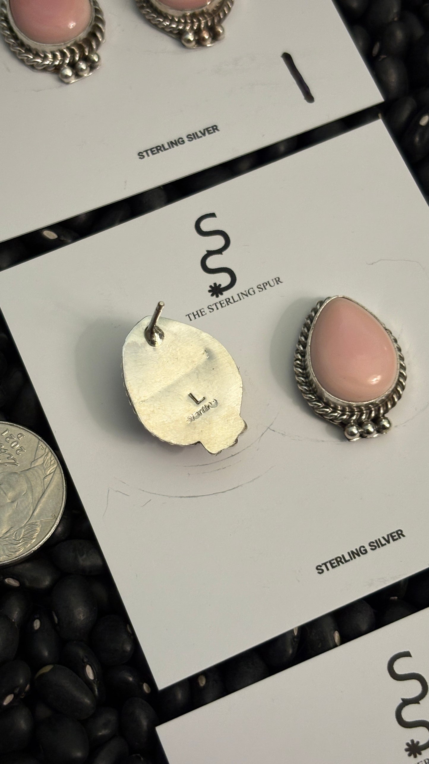 PINK CONCH TEARDROP POST EARRINGS