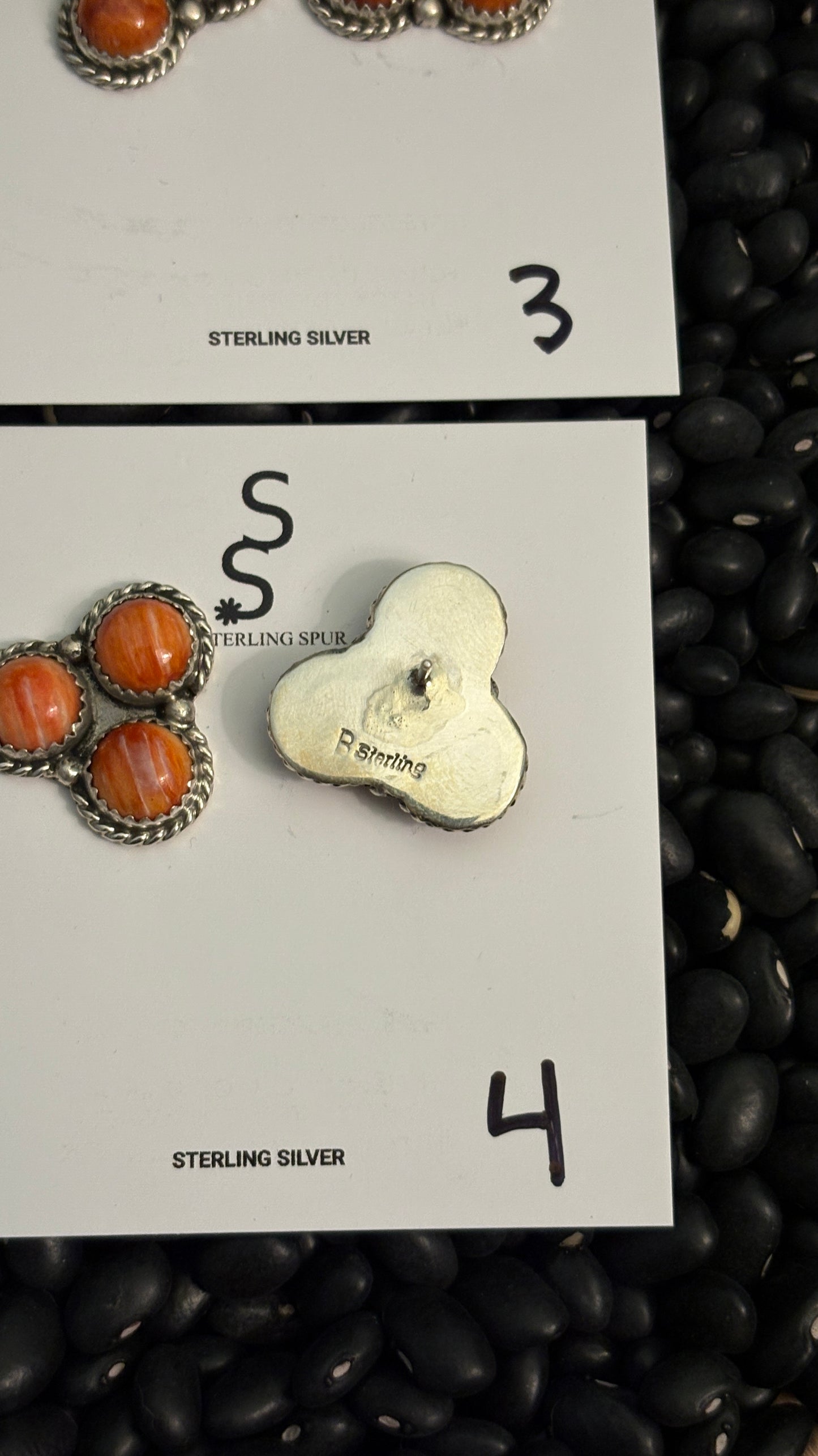 3 STONE SPINY OYSTER POST EARRINGS