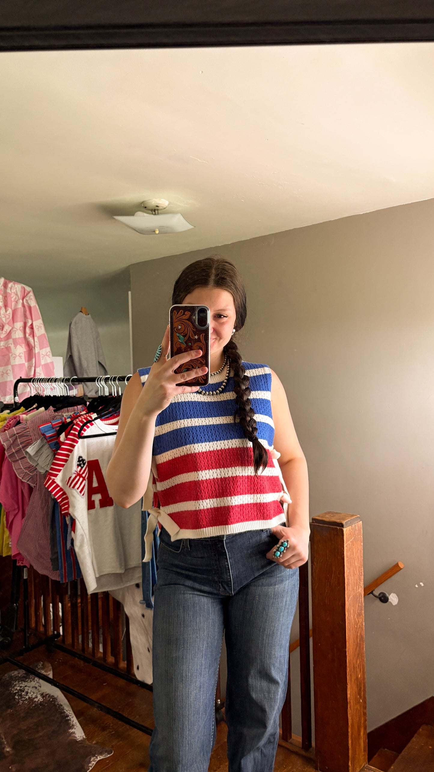 RED, WHITE, & BLUE TIE SWEATER VEST