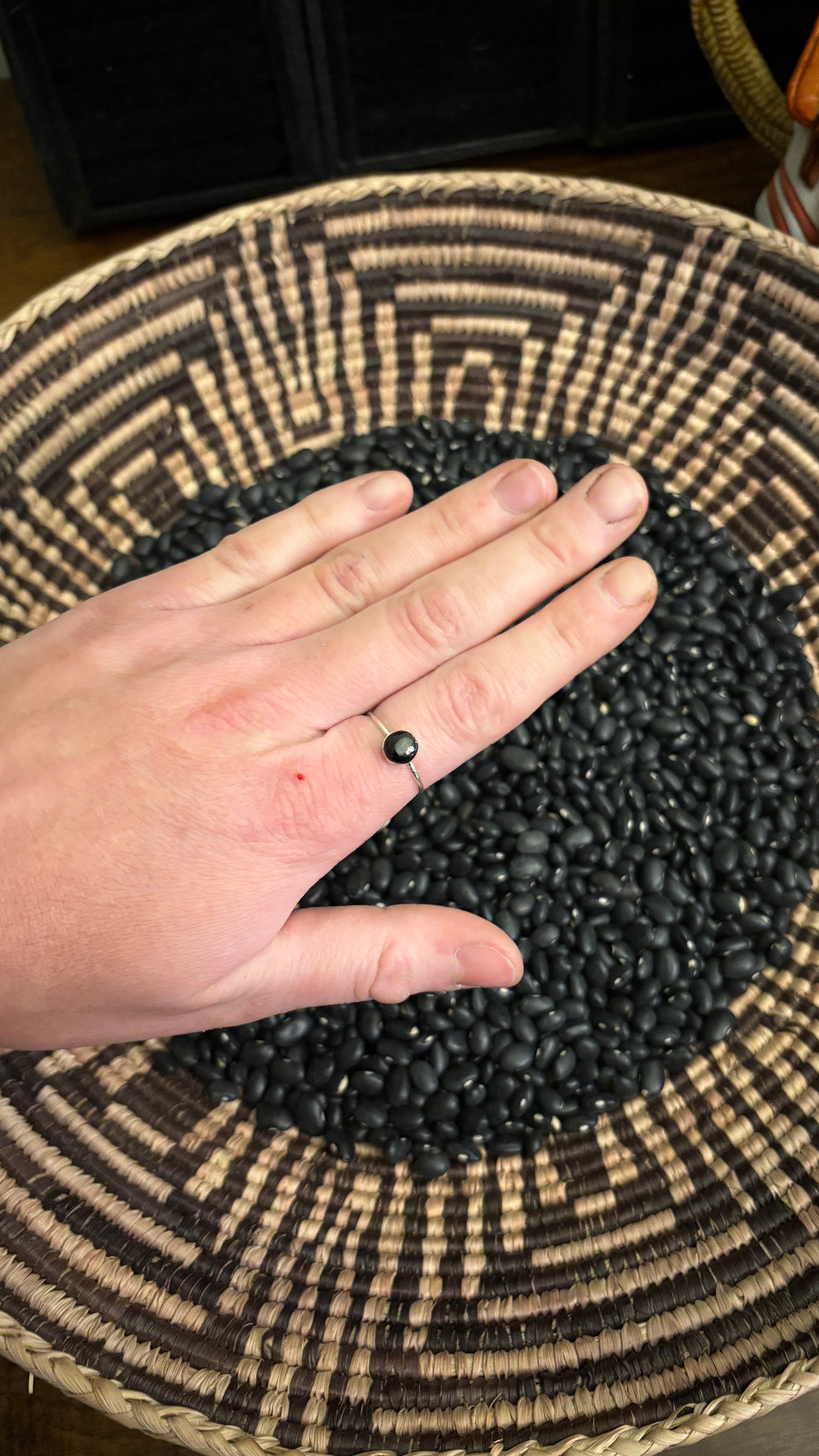 SINGLE STONE ZUNI BLACK ONYX STACKER RING BY MARY ANN NIHA