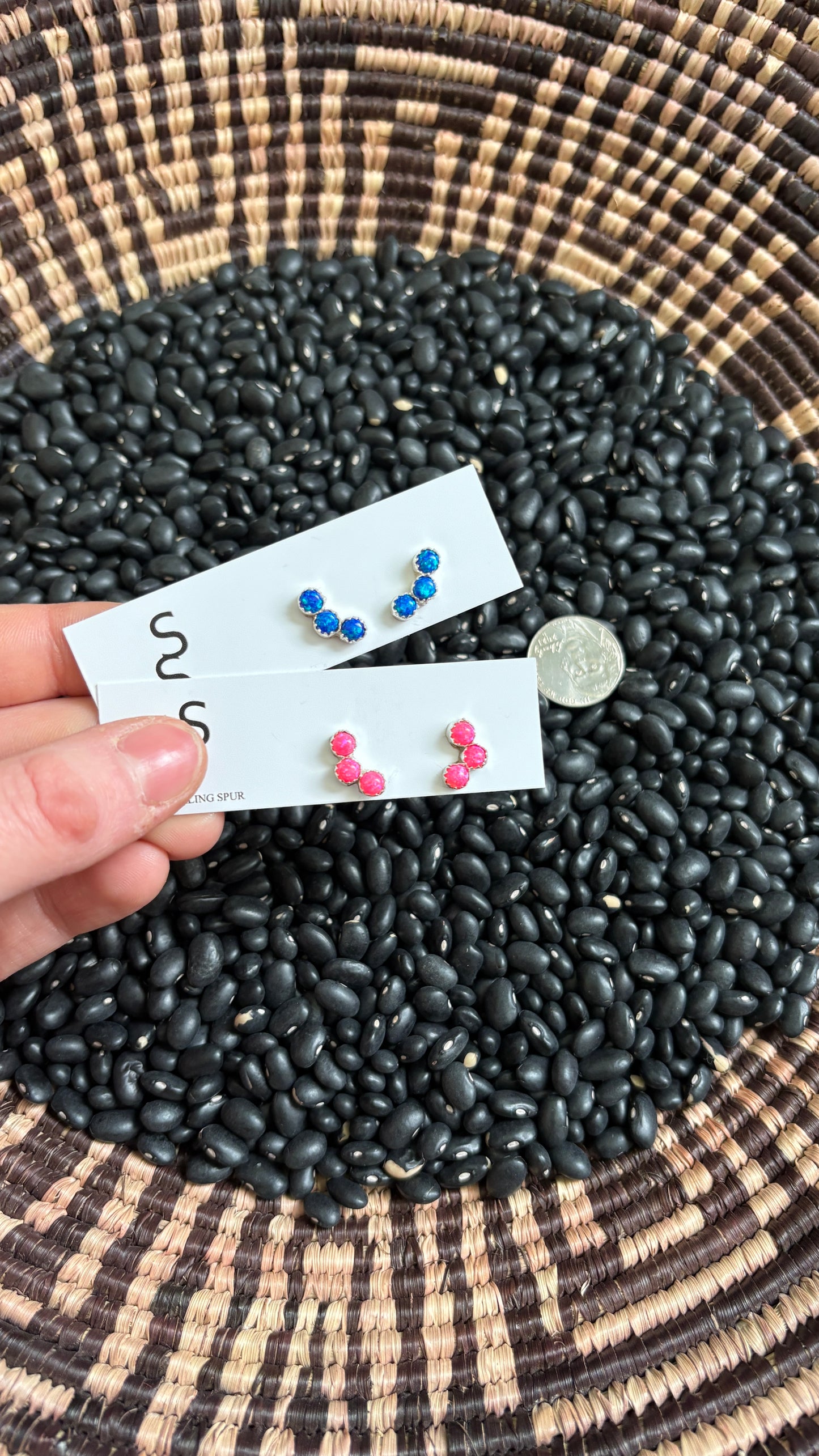 OPAL 3 STONE STUD EARRINGS BY ESTHER WHITE